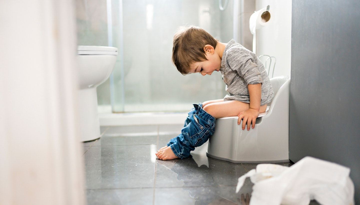 Two year old boy on a potty