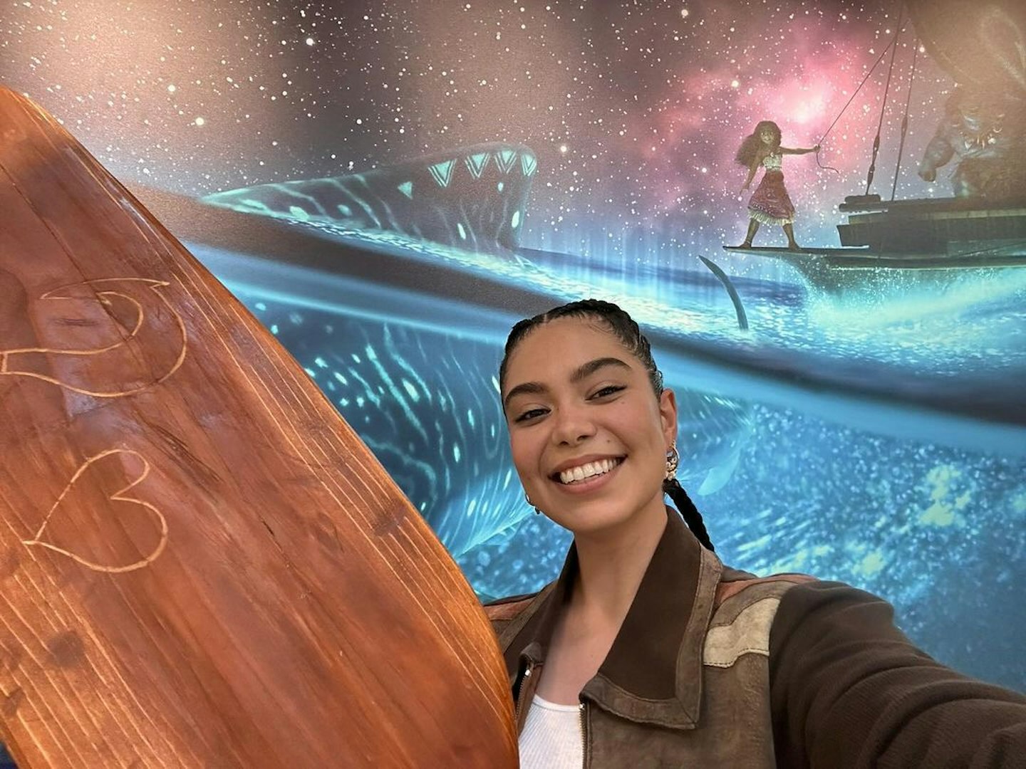 Auliʻi Cravalho on the set of Moana 2
