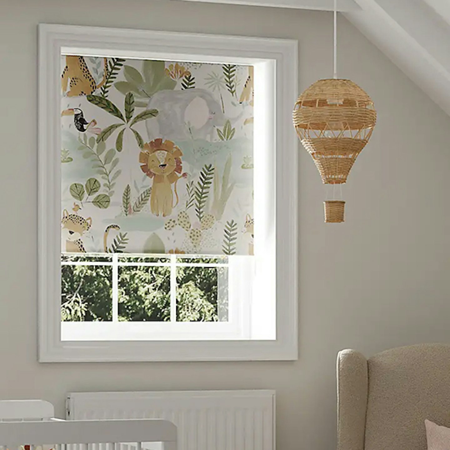 Jungle twist safe natural blackout roller blind