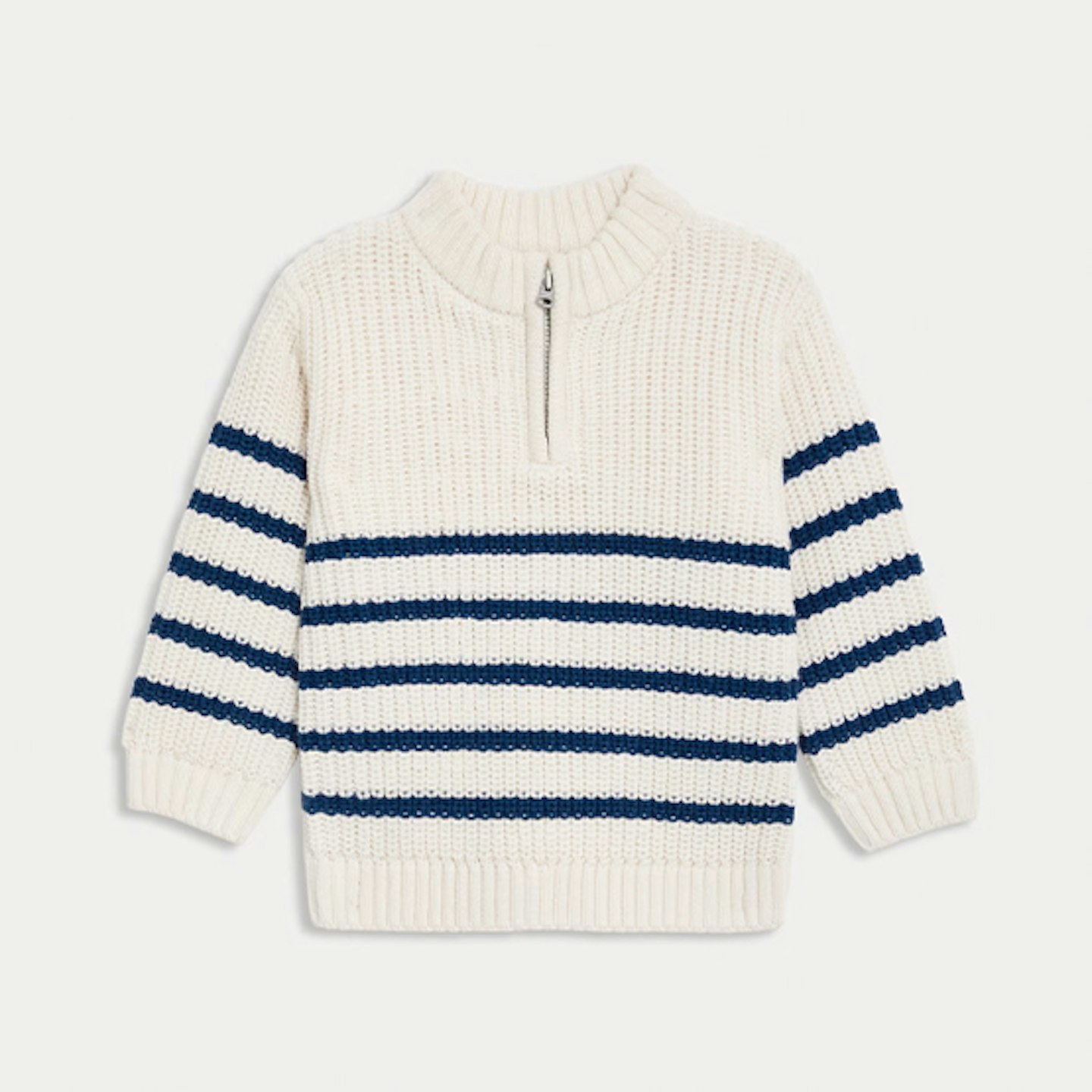 Knitted Striped Zip Jumper