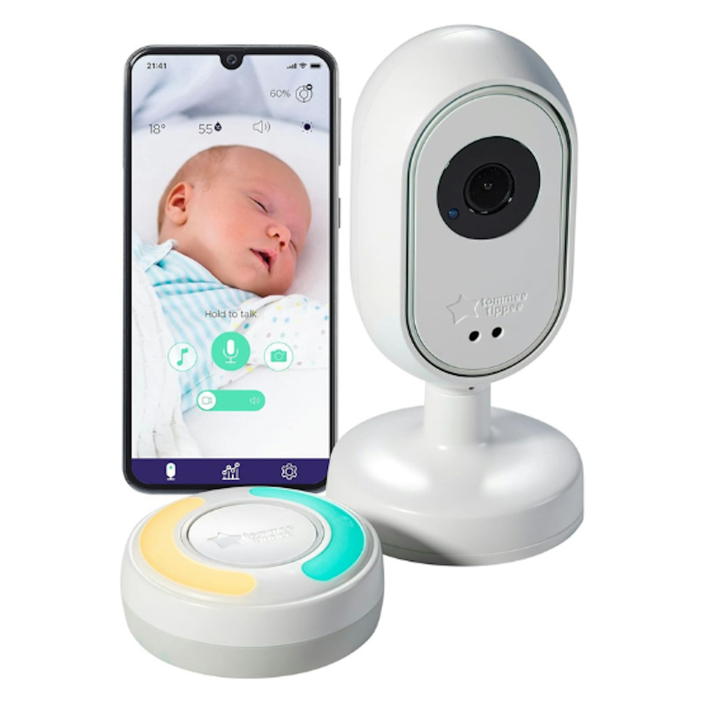 baby monitor on white background tommee tippee Dreamsense Smart Baby Monitor