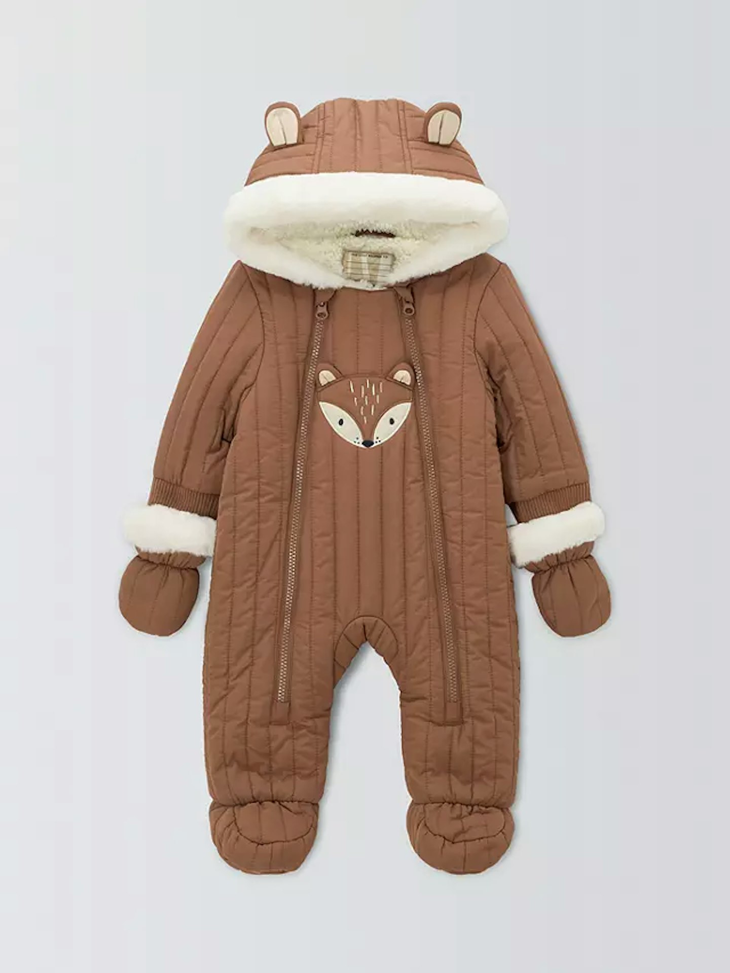 Baby Fox Face Quilted Snowsuit, 