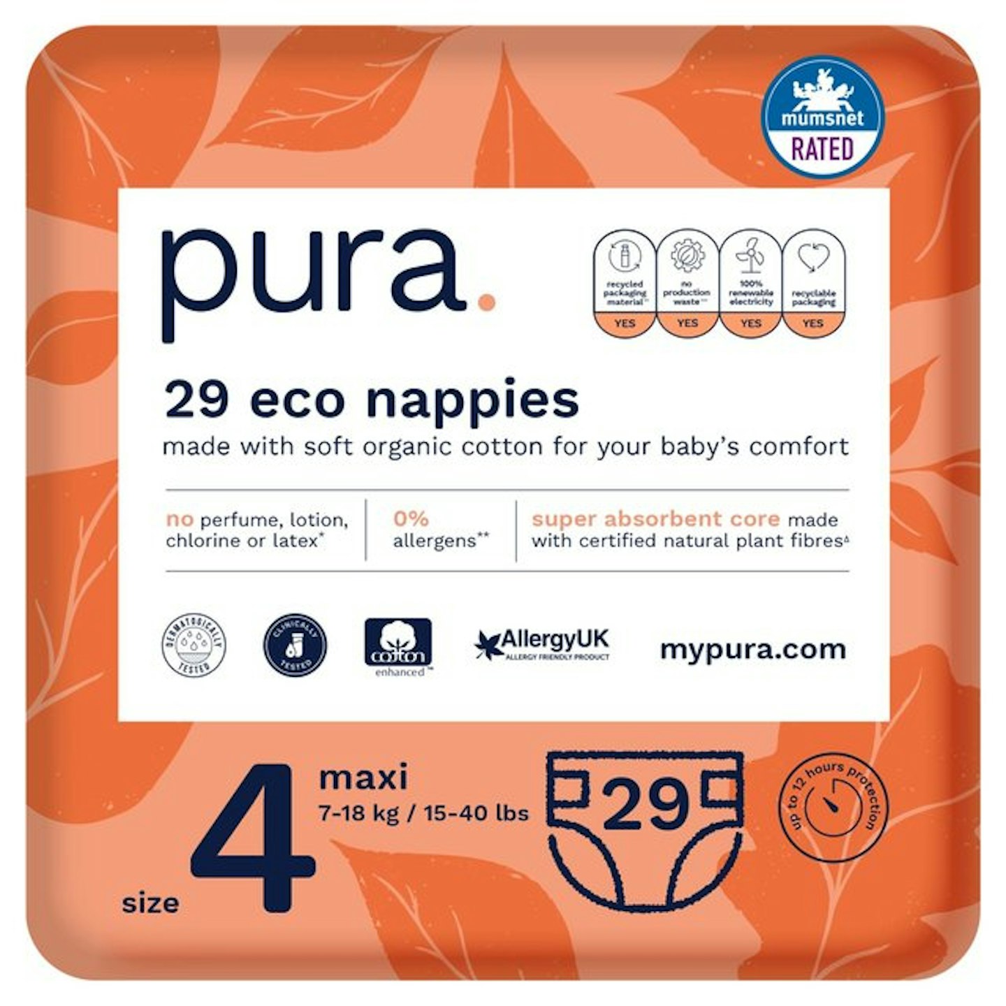 Pura Eco Nappies, Size 4 