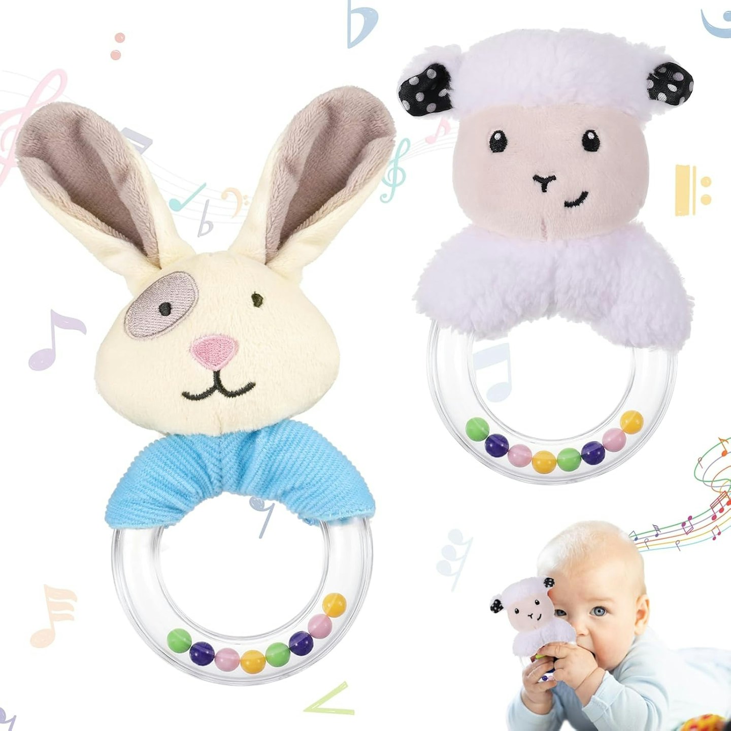 Heyu-Lotus 2Pcs Baby Soft Rattle Sensory Toys