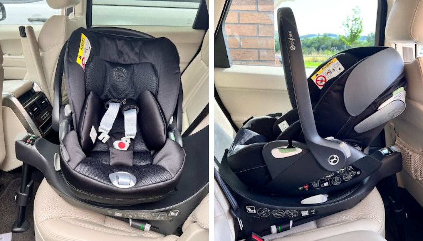 Images of the Cybex Car Seat installed in the car