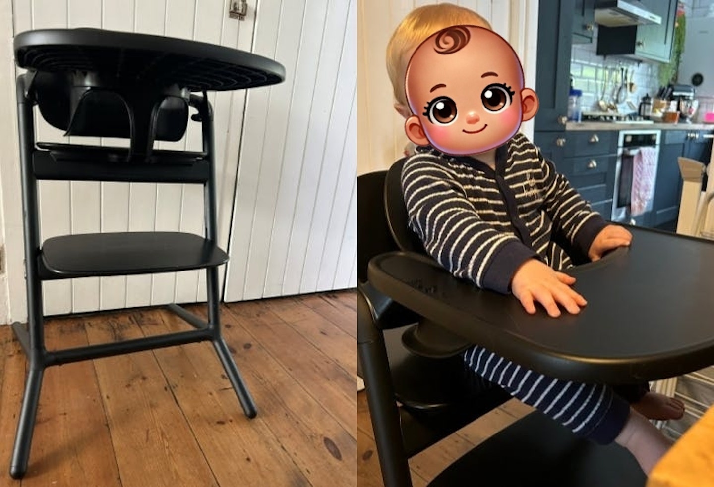 Cybex Lemo and toddler sitting on the highchair