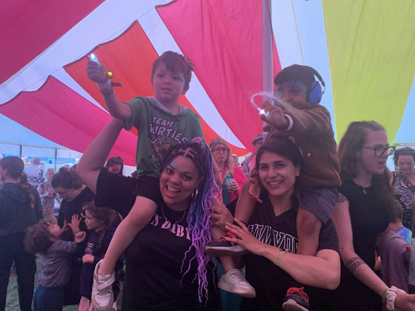 Journalist Hannah Carroll and her family at Camp Bestival