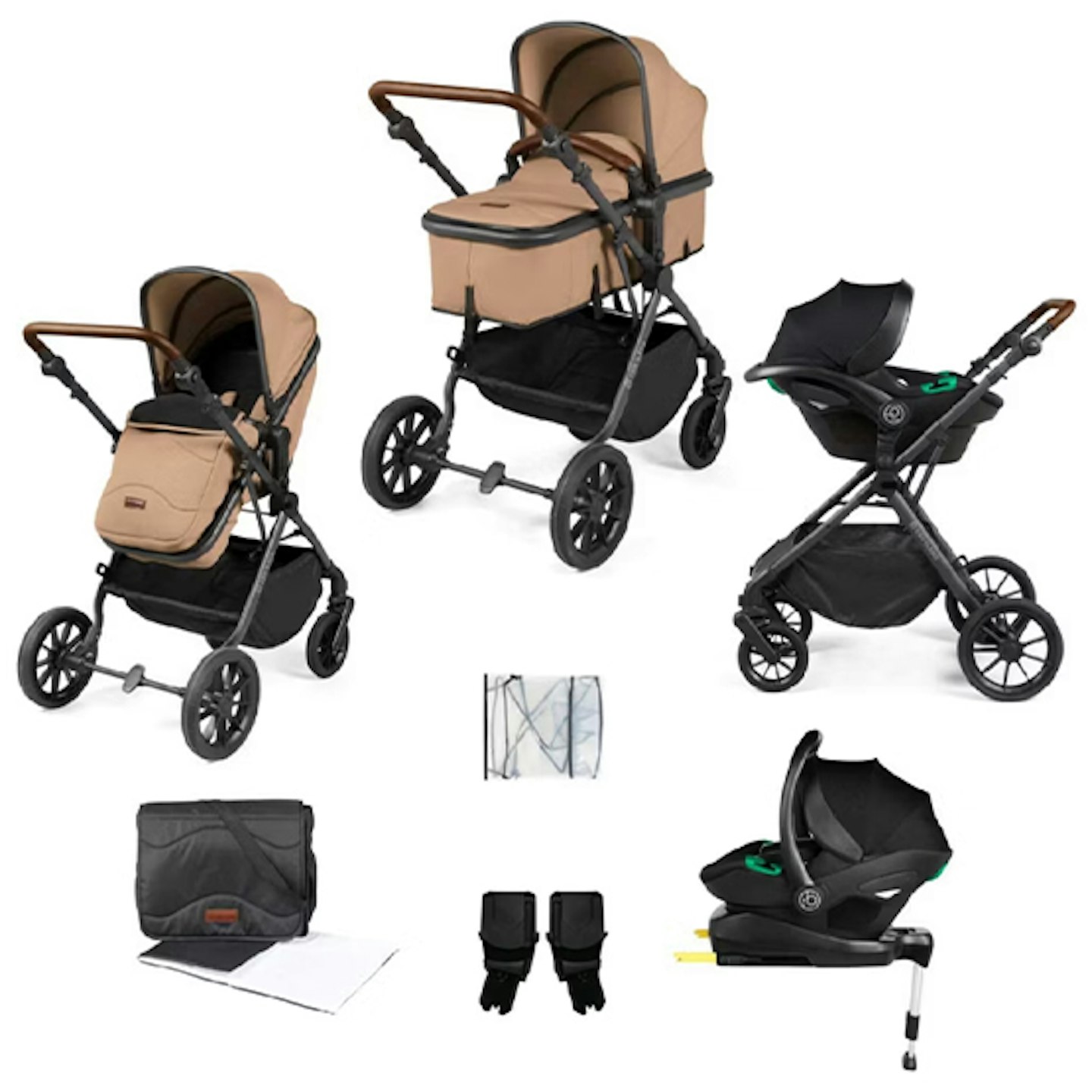 Ickle Bubba Cosmo all-in-one i-Size Travel System Gun Metal:Desert:Tan: Pack Size 1