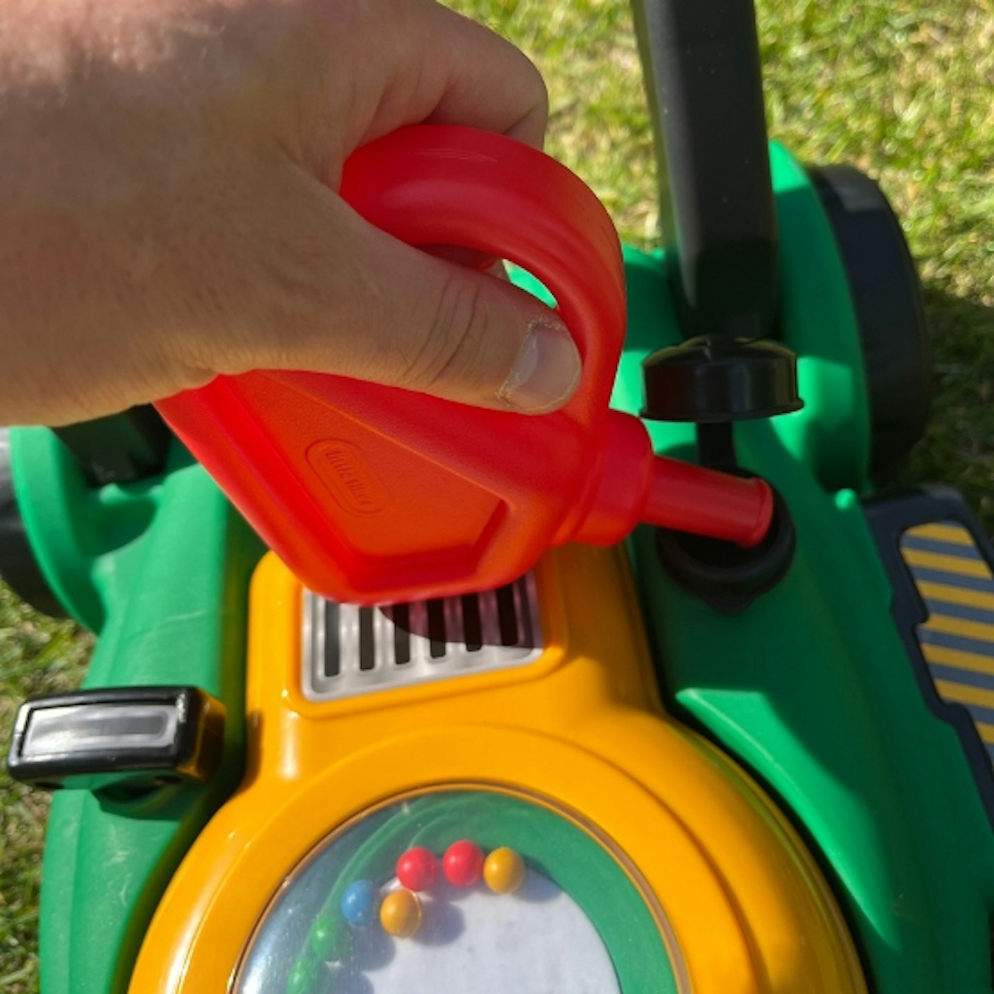 fuel bottle on the Little Tikes Lawnmower