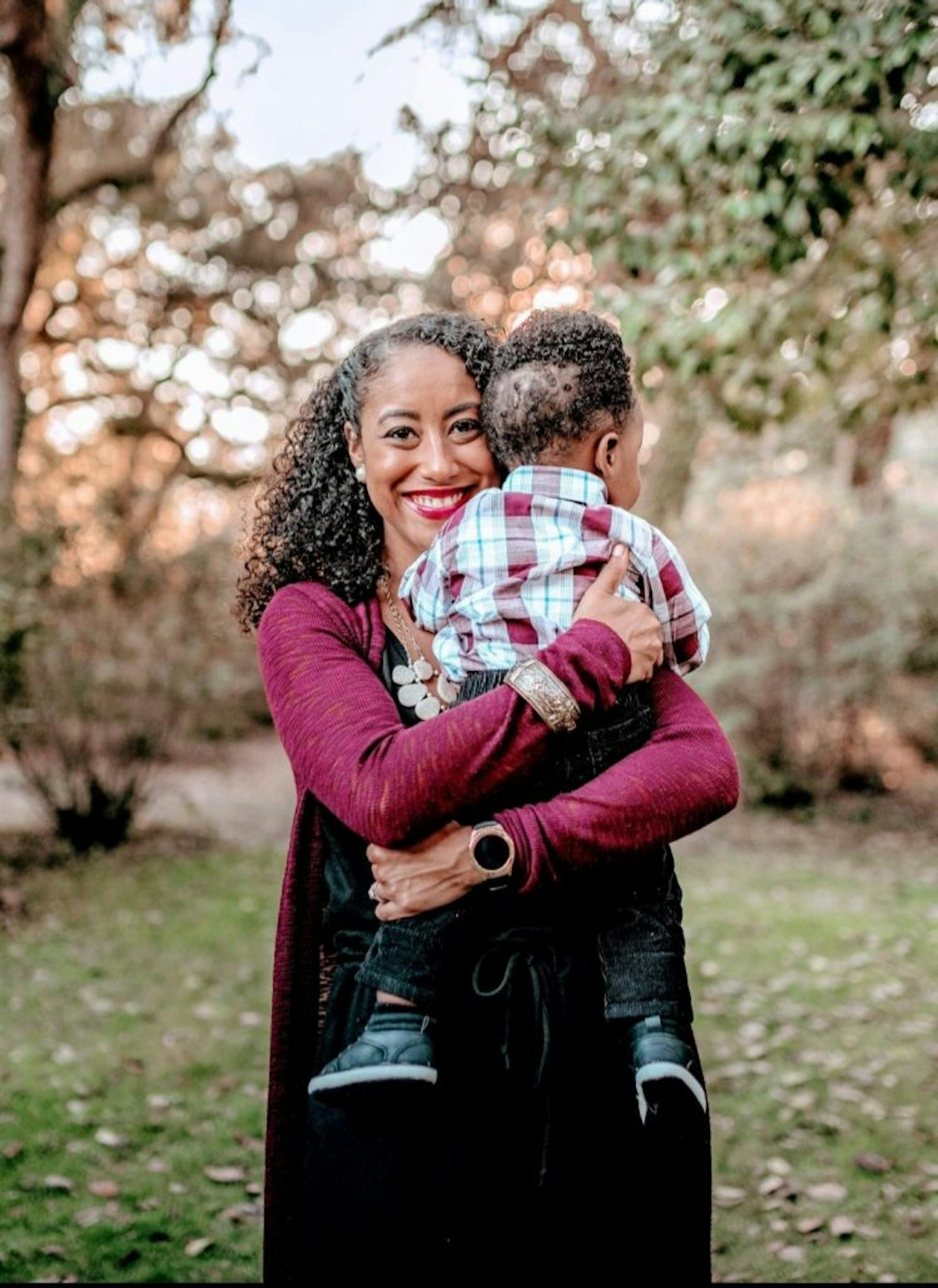 Maternal mental health expert Patience Riley with her son