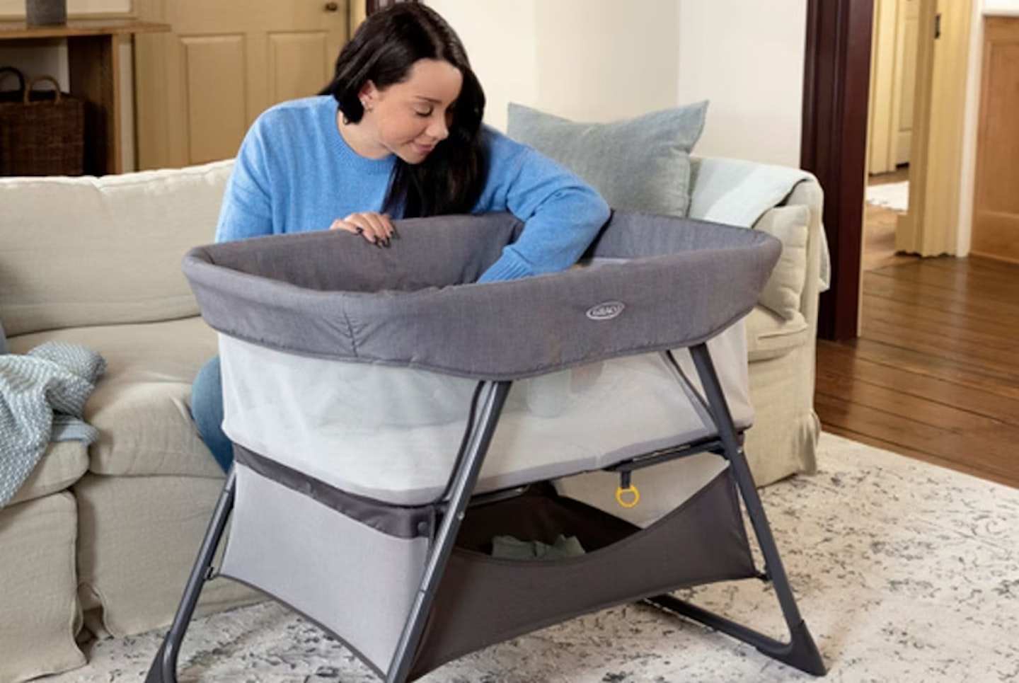 Side by Side Bedside Bassinet Night Sky