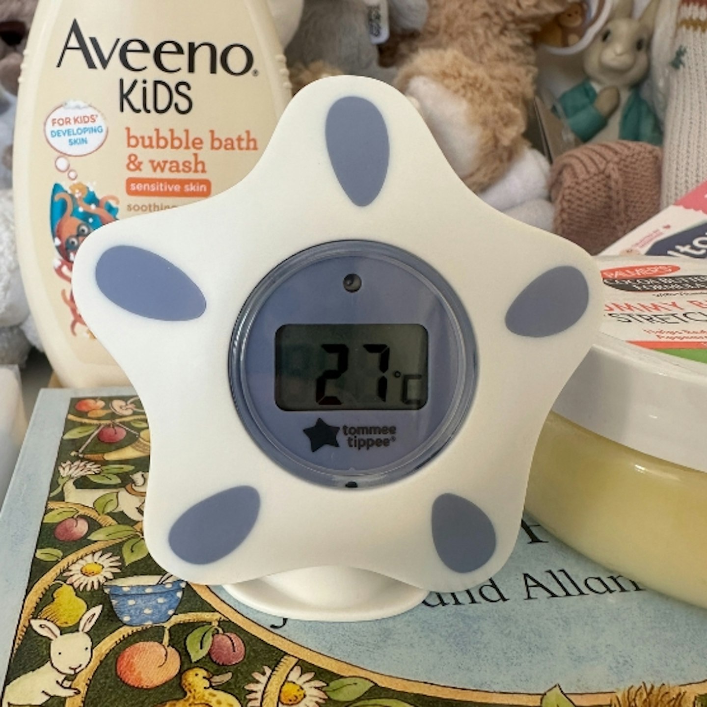 Tommee Tippee Closer to Nature Digital Bath and Room Thermometer on the stand