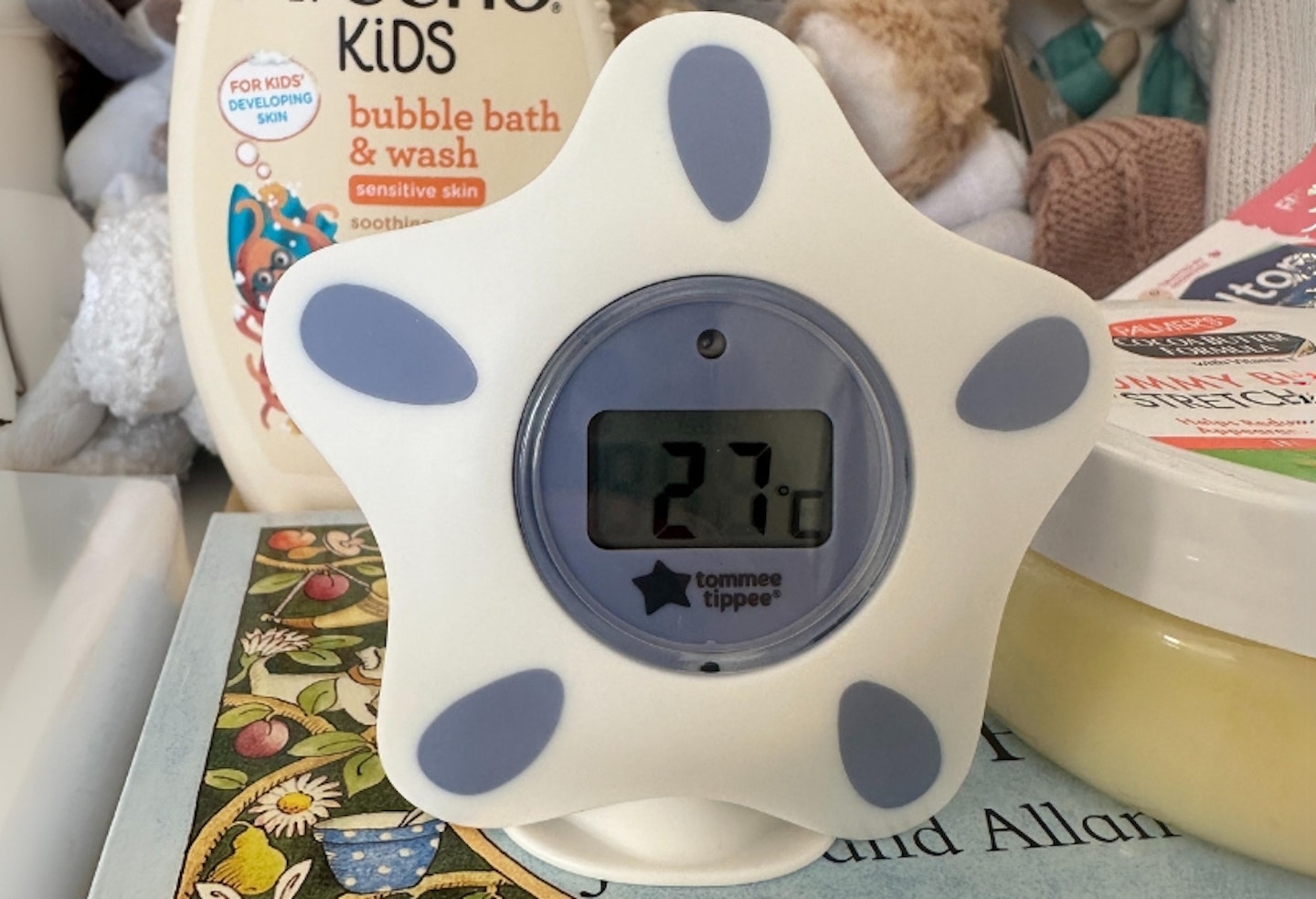 Tommee Tippee Closer to Nature Digital Bath and Room Thermometer on the stand