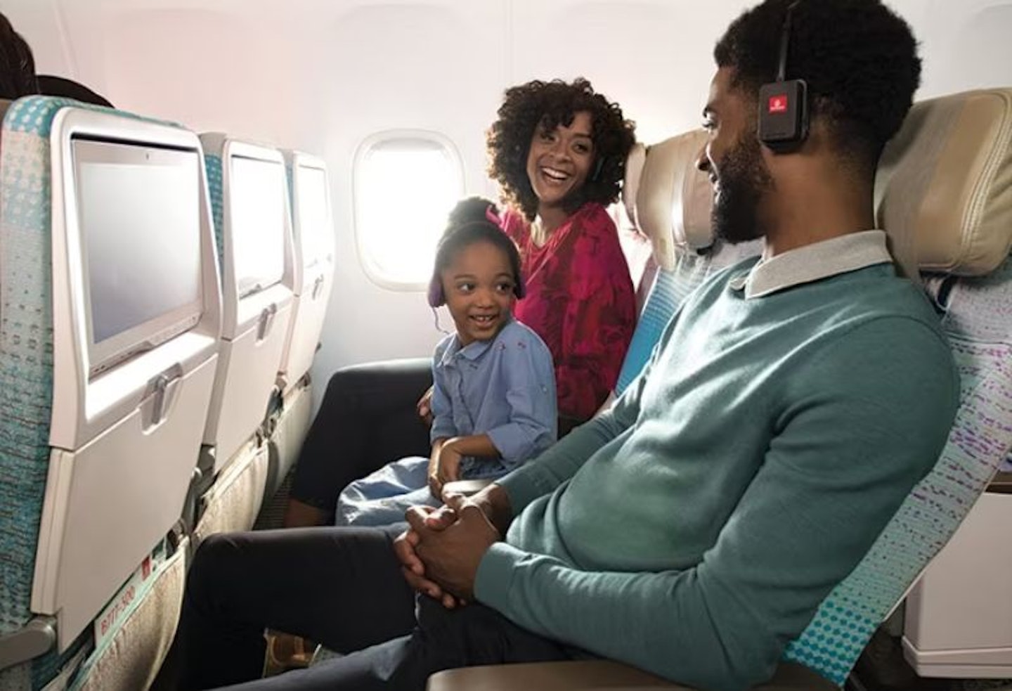 Family travelling on Emirates Airlines