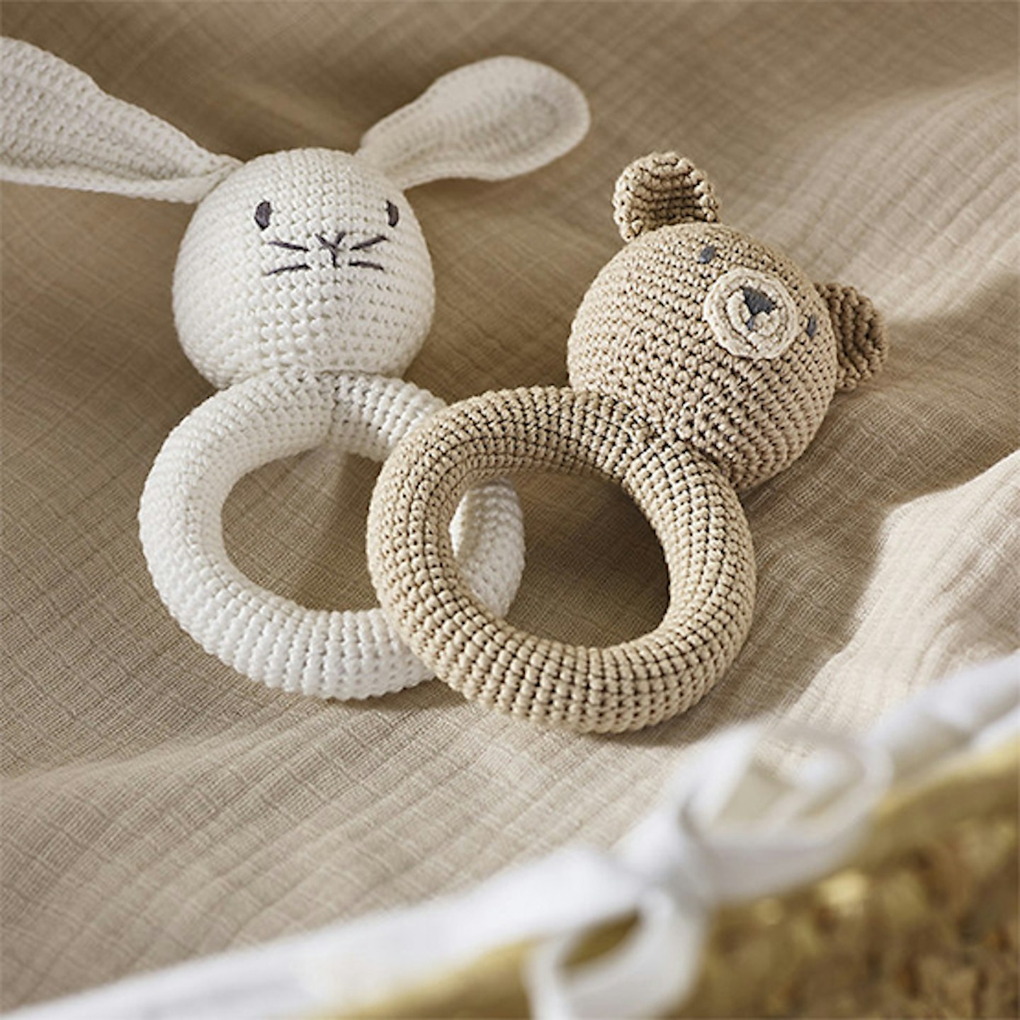 White company bear and bunny rattles