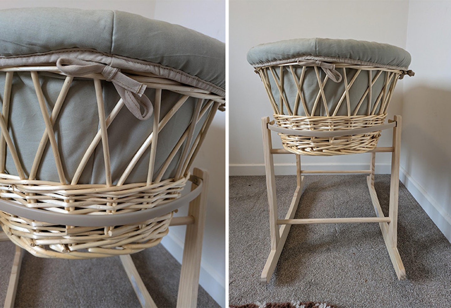 clair de lune wicker moses basket end details