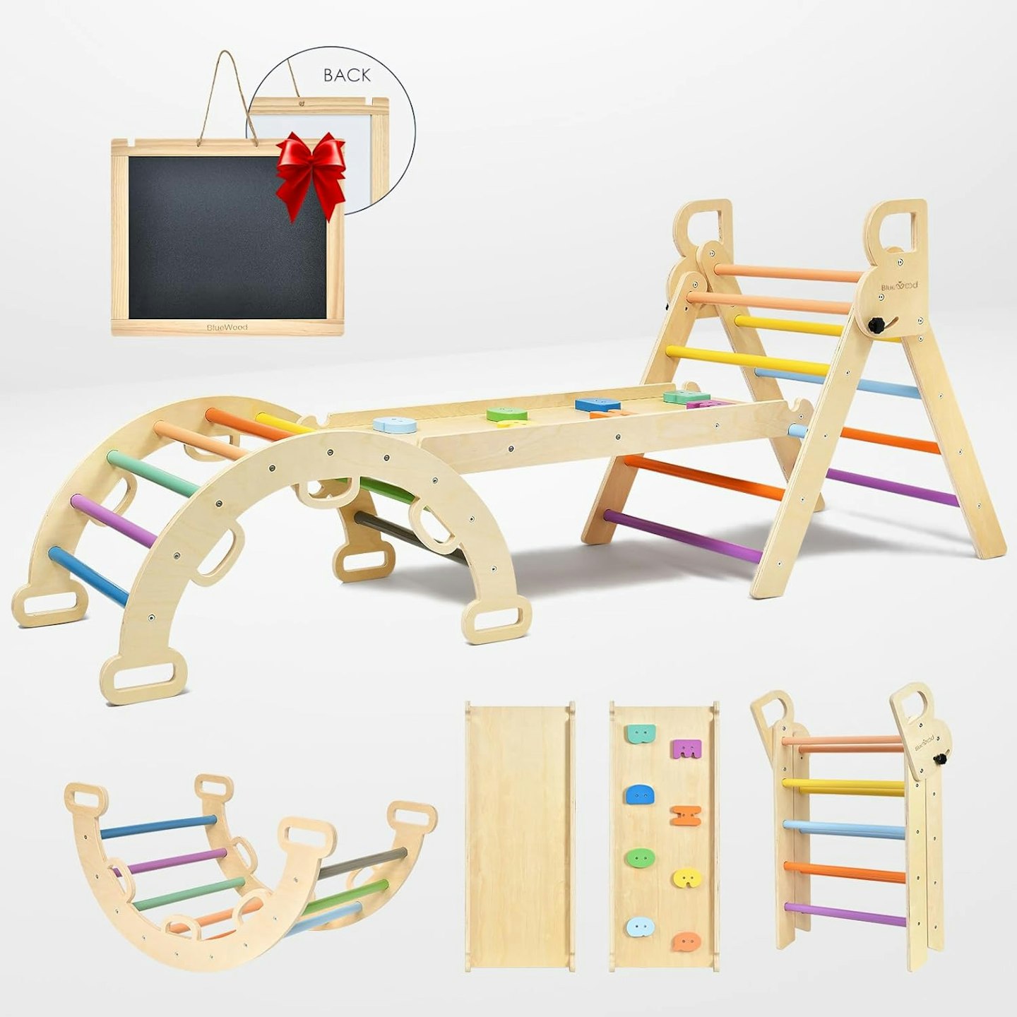 3 in 1 Rainbow Triangle Climbing Frame for Toddlers
