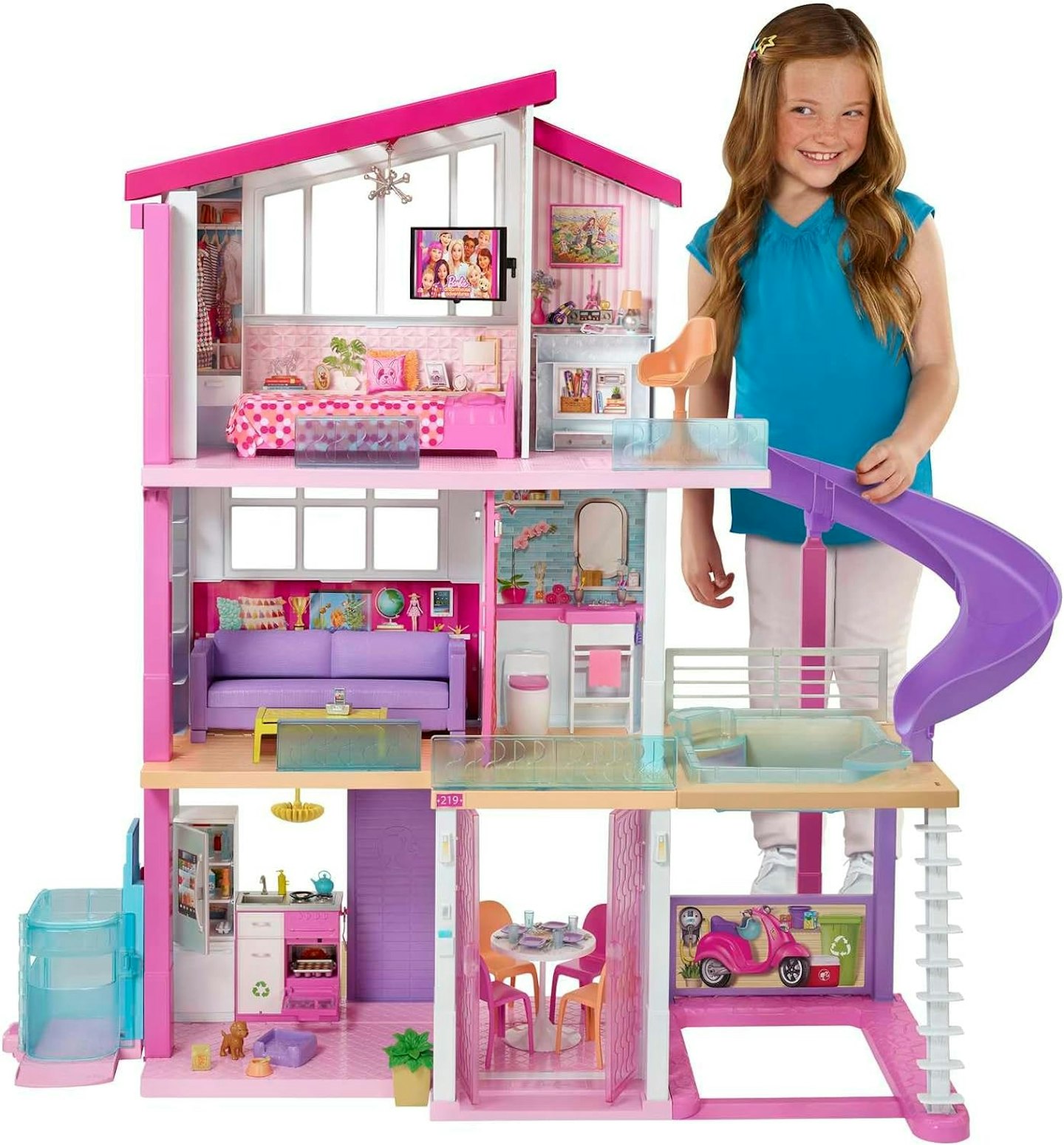 Barbie Dreamhouse, 3-Storey Barbie House with 8 Rooms 