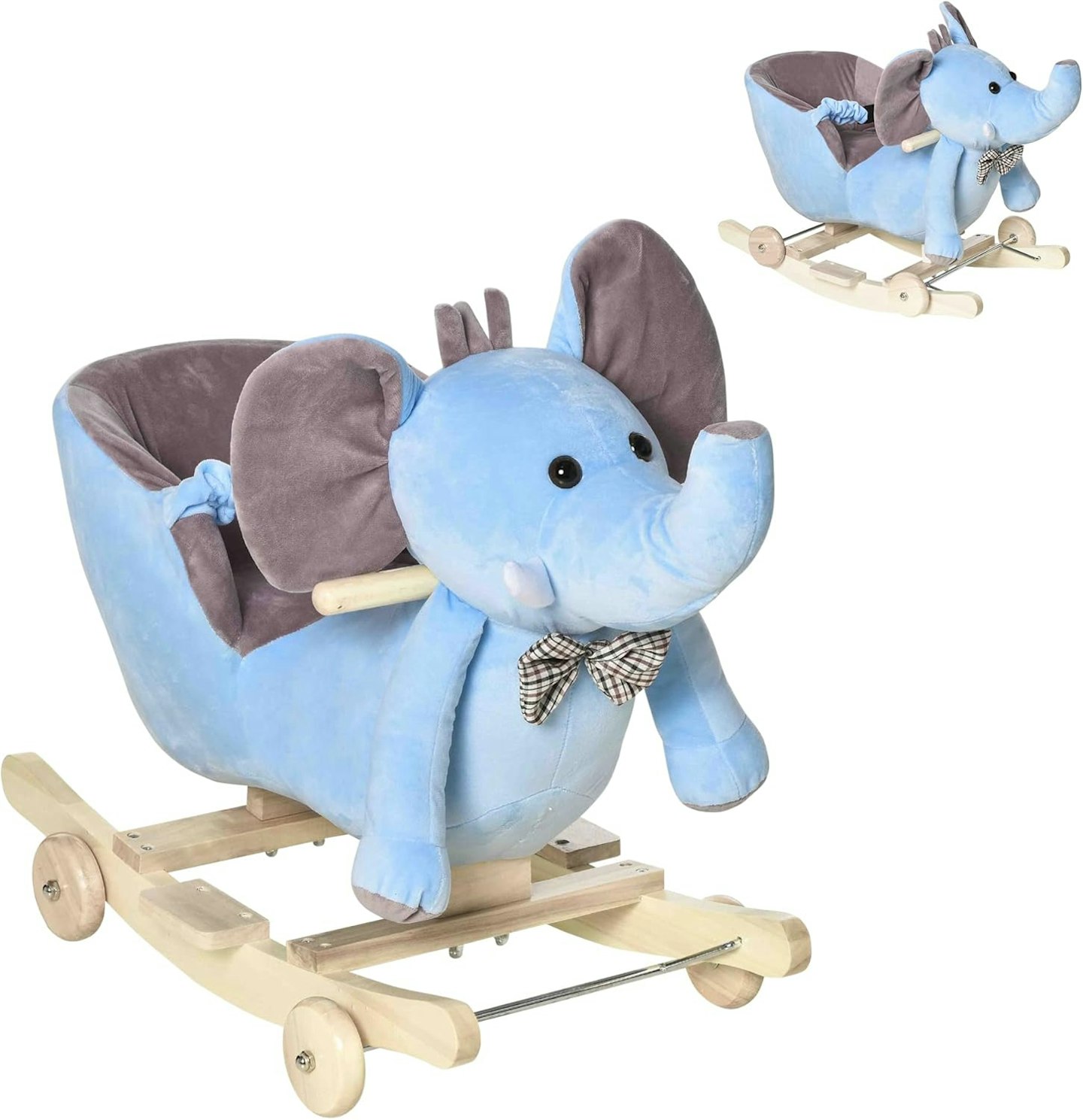 HOMCOM 2 In 1 Plush Baby Ride on Rocking Horse Elephant Rocker