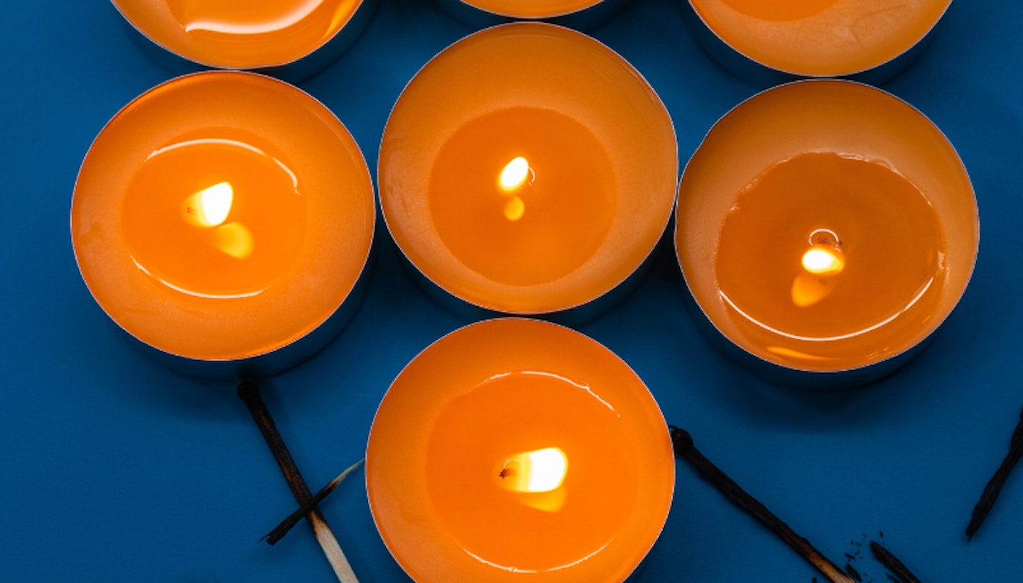 Orange tealight candles