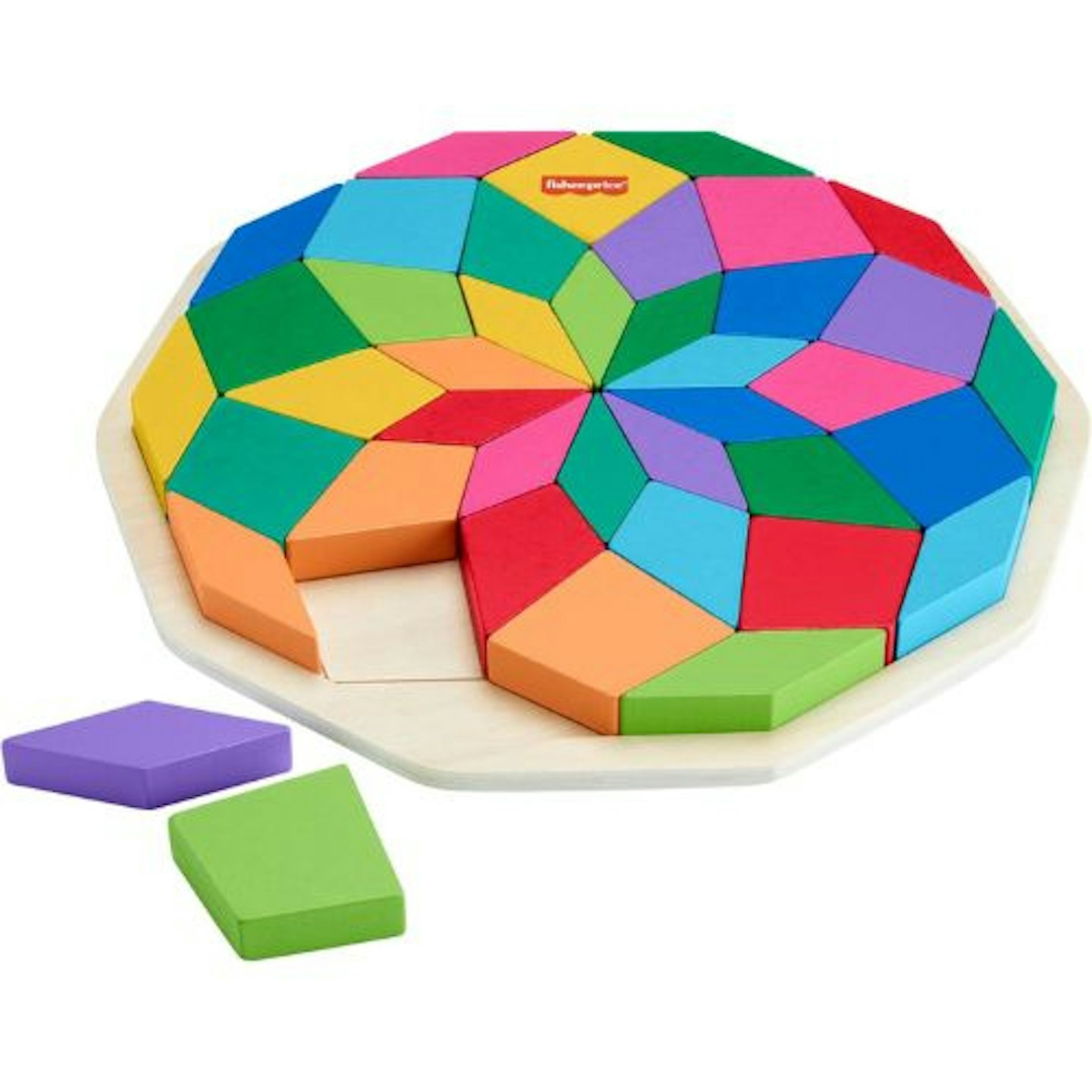 Fisher-Price Preschool Toy Wooden Puzzle with Mandala Geometric Design