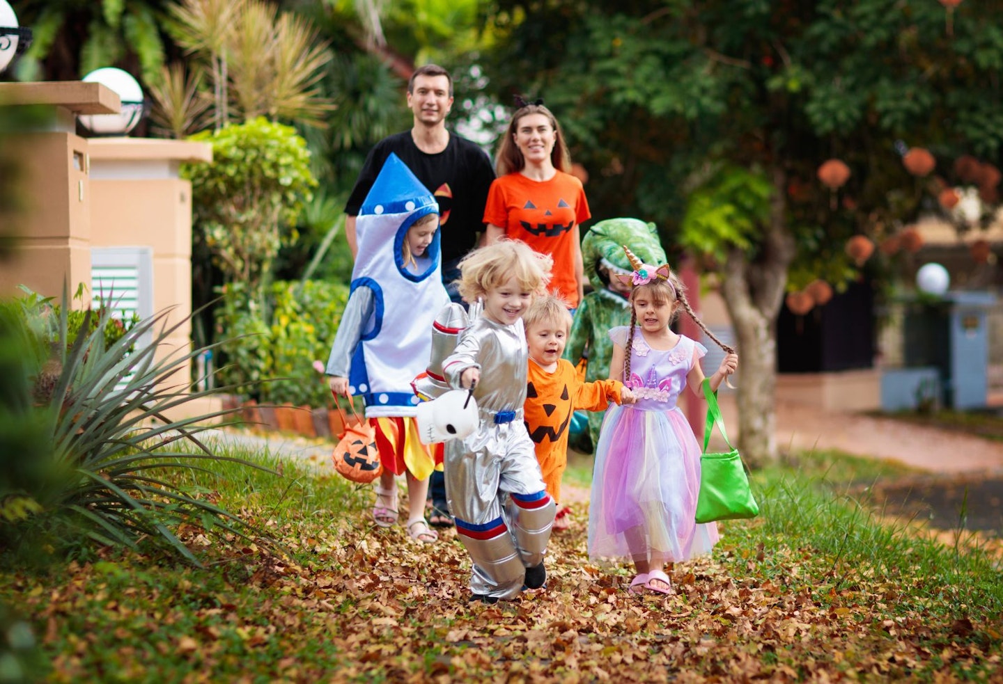 Kids trick or treat. Halloween fun for children