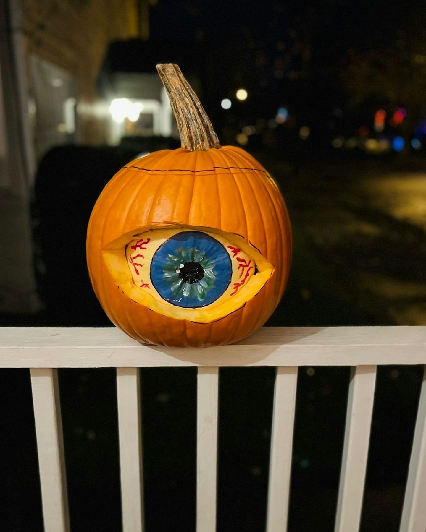 Pumpking carved to look like an eyeball