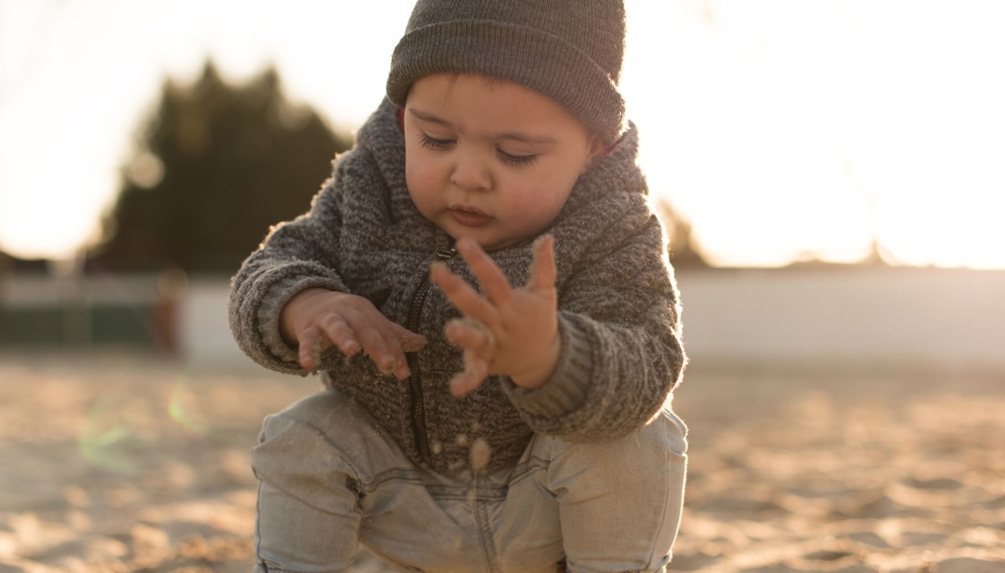 Toddler exploring nature