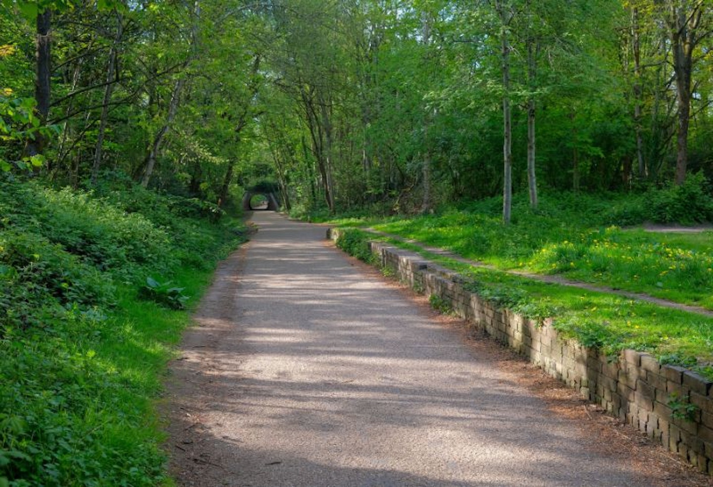 A pathway through Roe Green Loop Line and Bridgewater Canal Circular