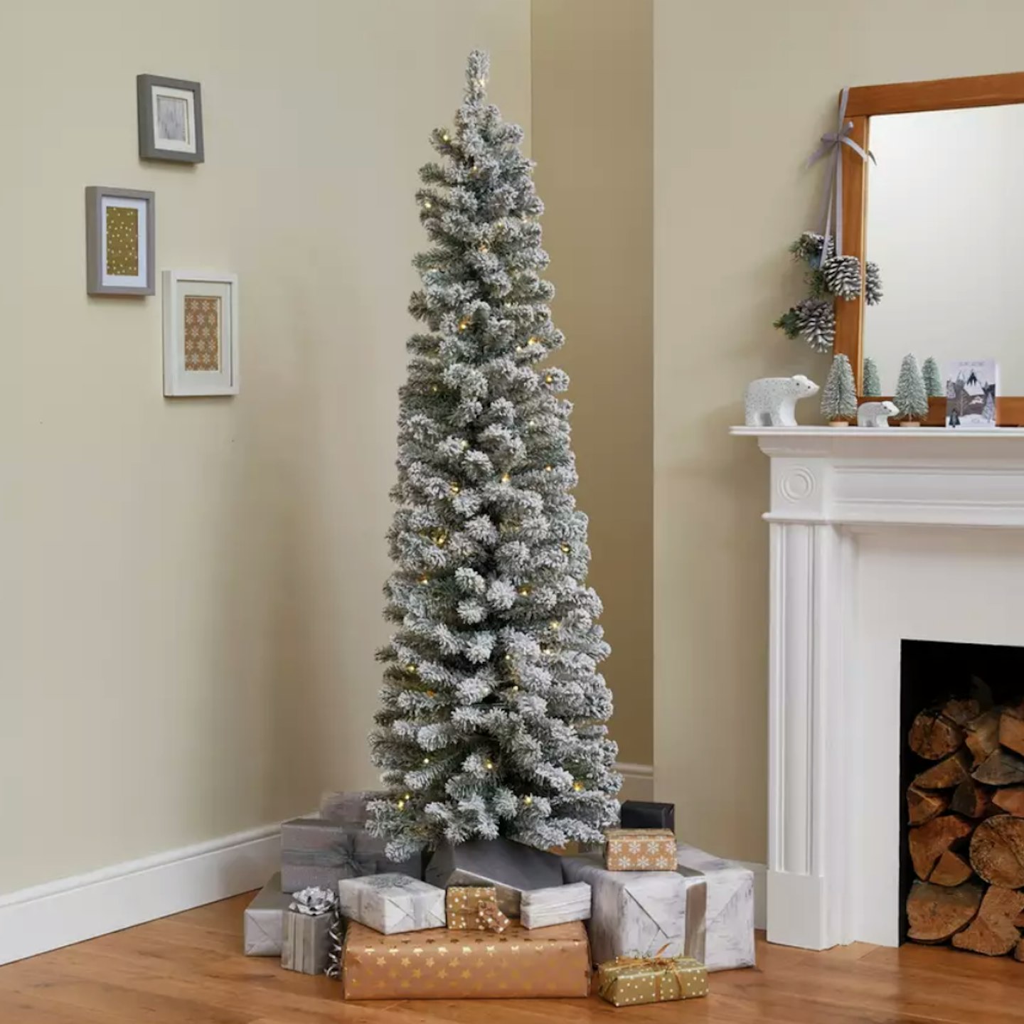 Habitat 6ft Pre lit Snowy Slim Christmas Tree 