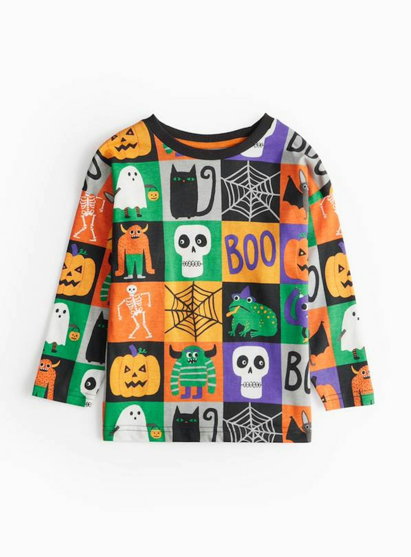 Tu Halloween Patchwork Print Long-Sleeve T-Shirt 