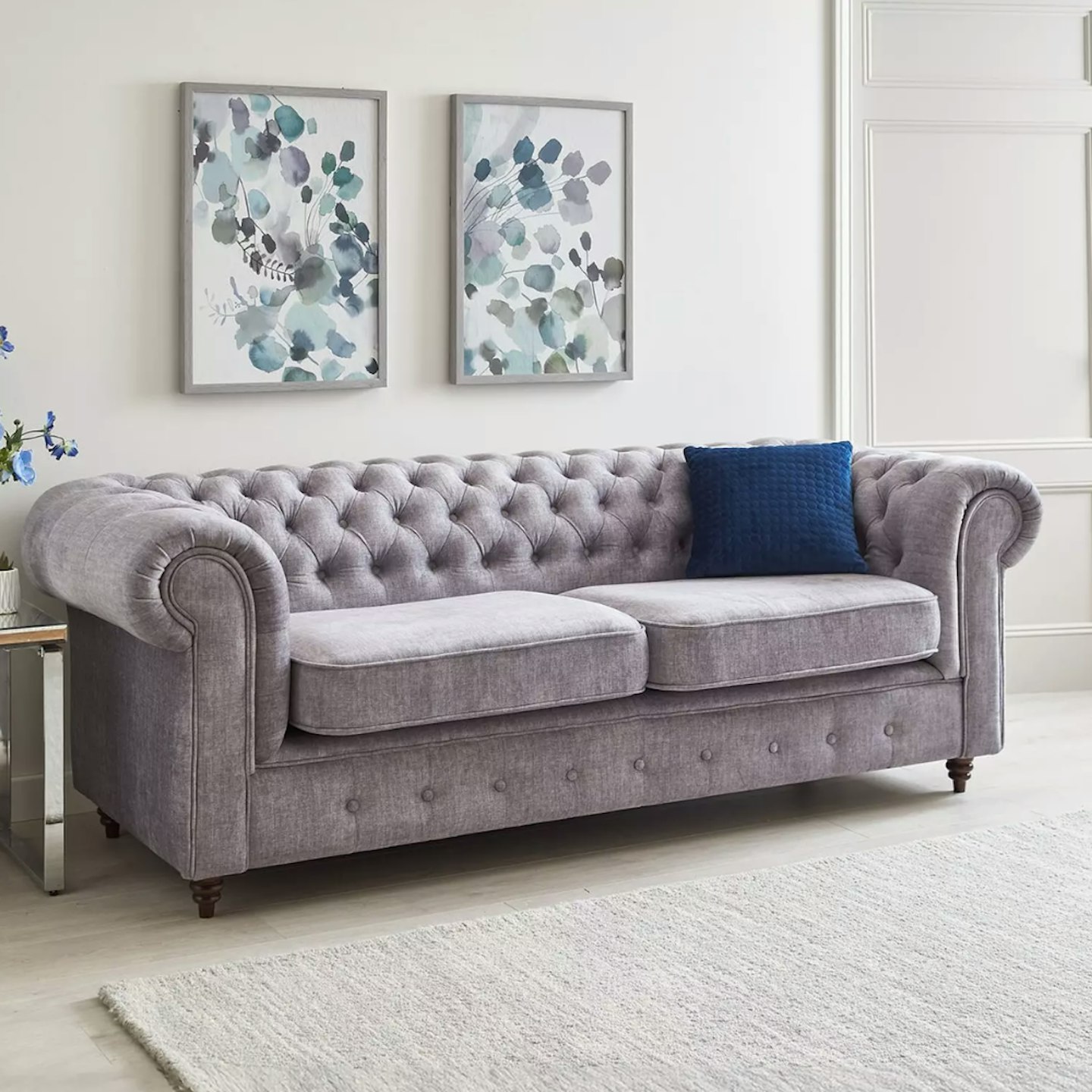 Laura Chesterfield Fabric 3 Seater Sofa 