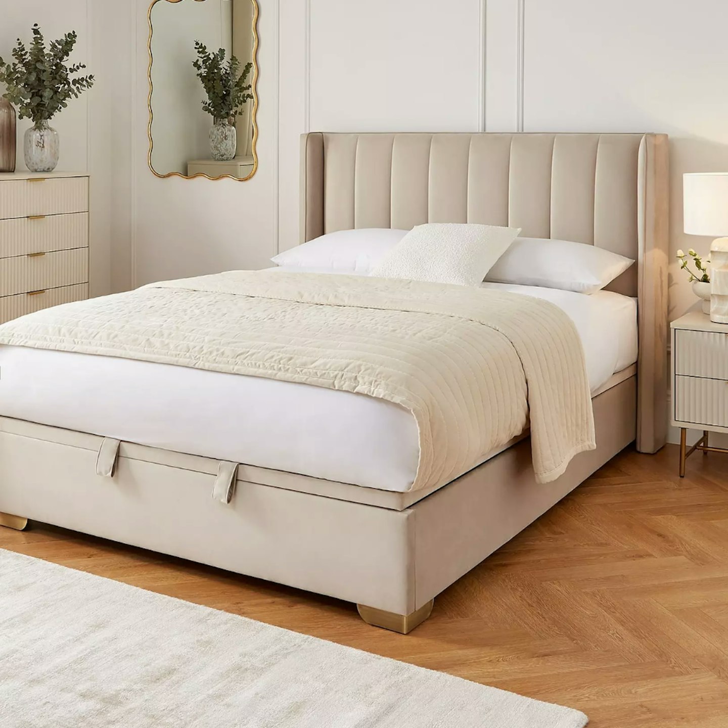 Dakota Velvet Lift Up Storage Bed 