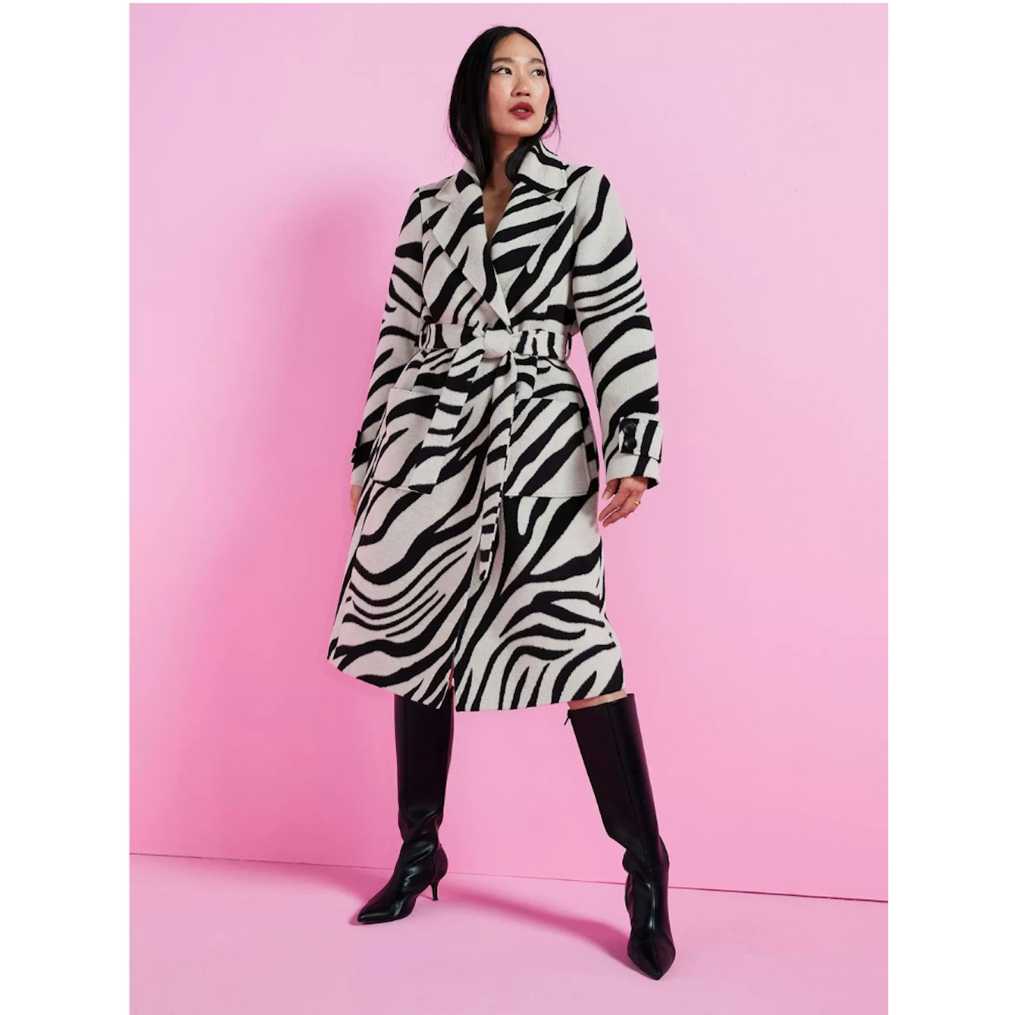 Zebra Print Wrap Coat