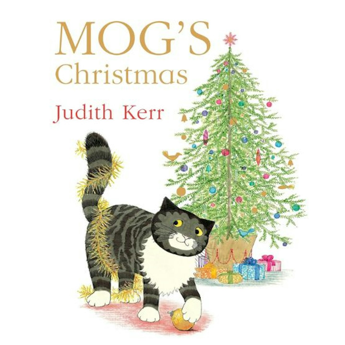 A cover image of Mog's Christmas showing Mog in front of a Christmas tree