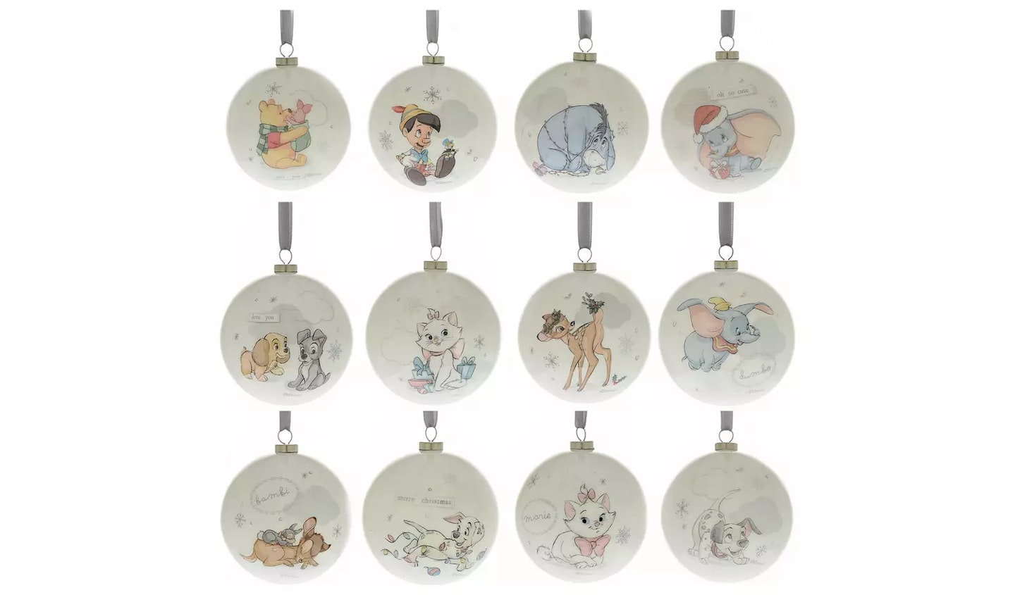 Disney Pack of 12 Magical Beginnings Christmas Baubles