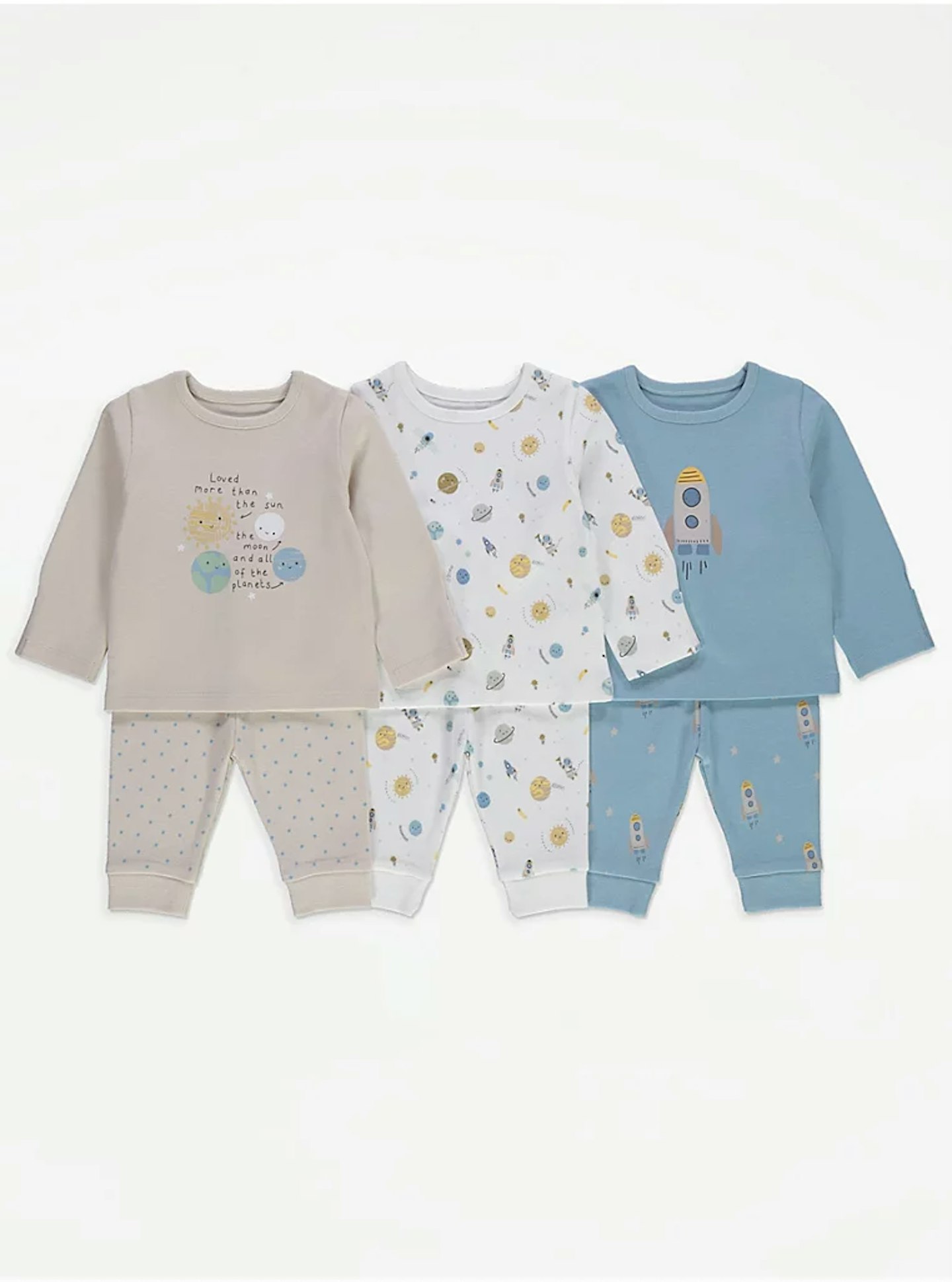 Space Star Long Sleeve Pyjamas 3 Pack