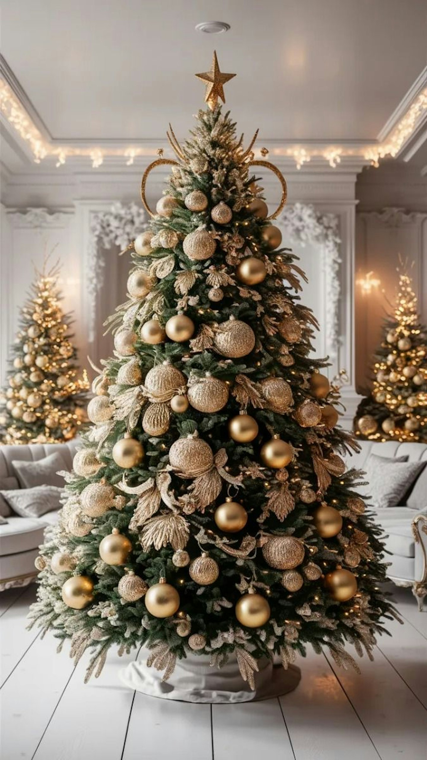 Gold themed Christmas tree