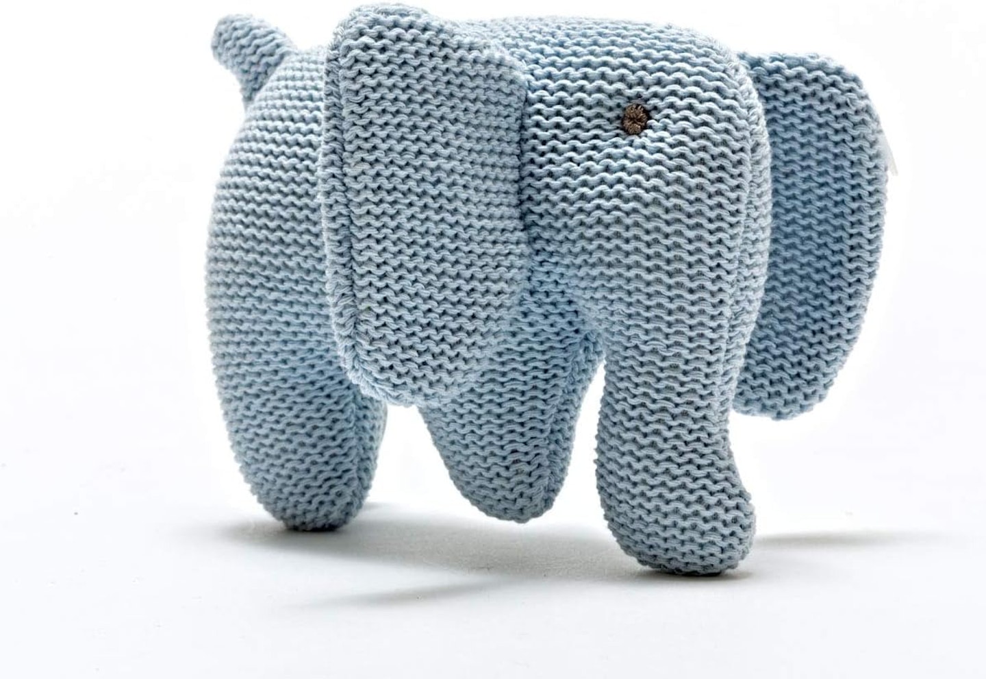 Best Years Knitted Organic Cotton Elephant Baby Rattle in Soft Blue