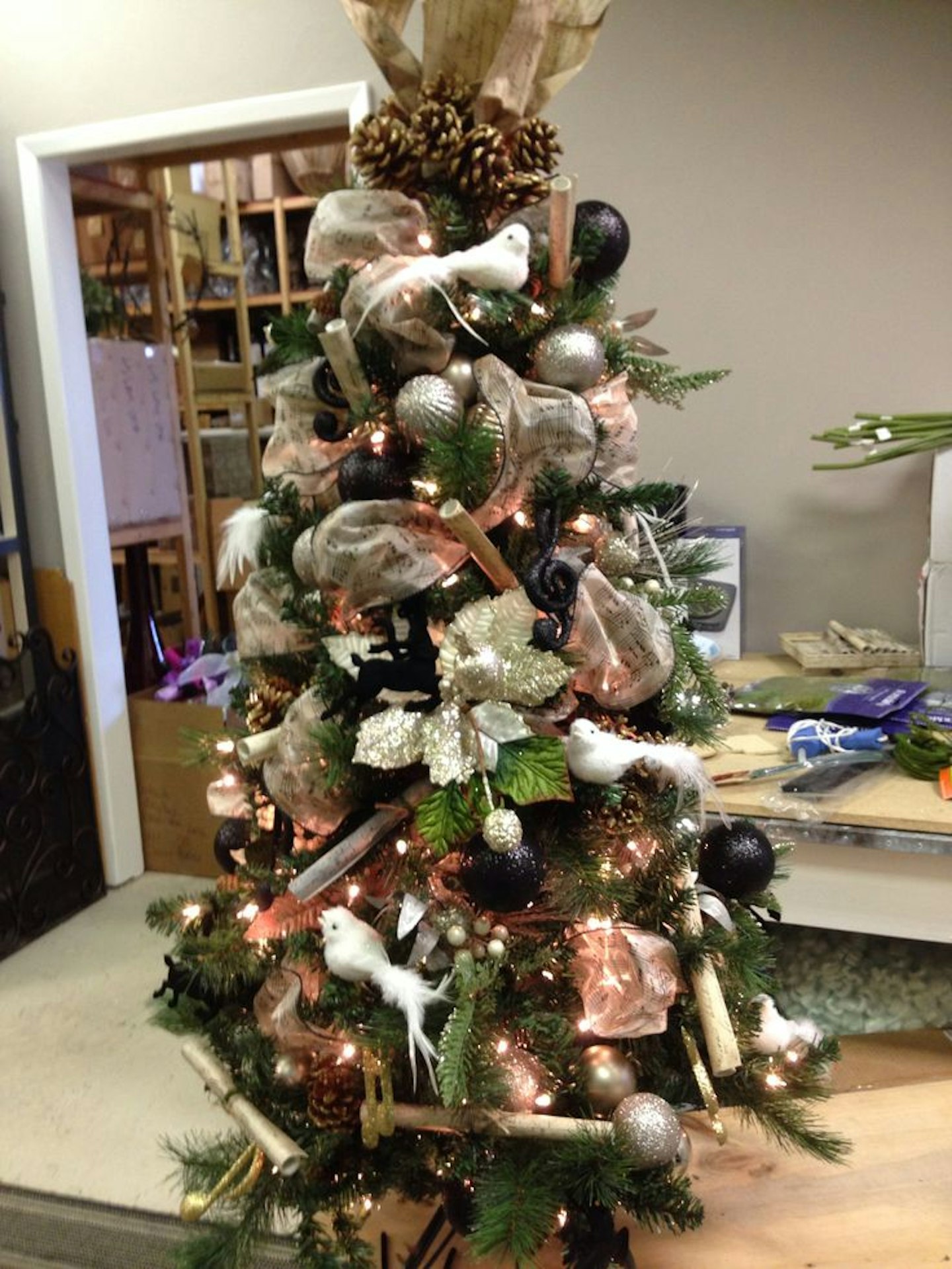 Black and creme Christmas tree theme