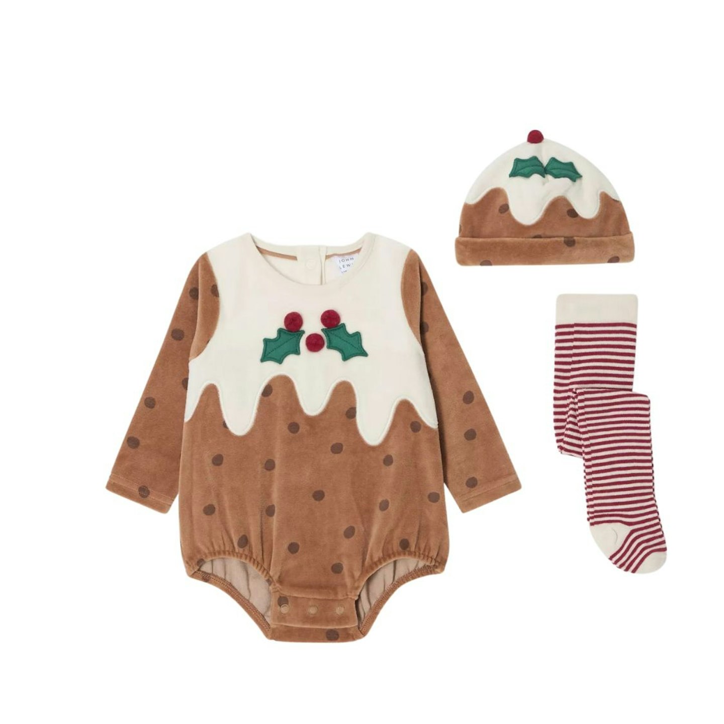 John Lewis Baby Christmas Pudding Dress Up Set, Brown