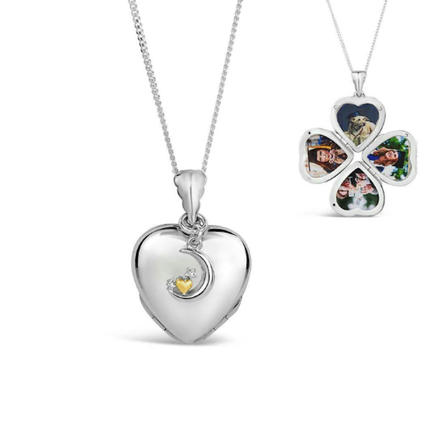 Heart shaped locket containing 4 photos