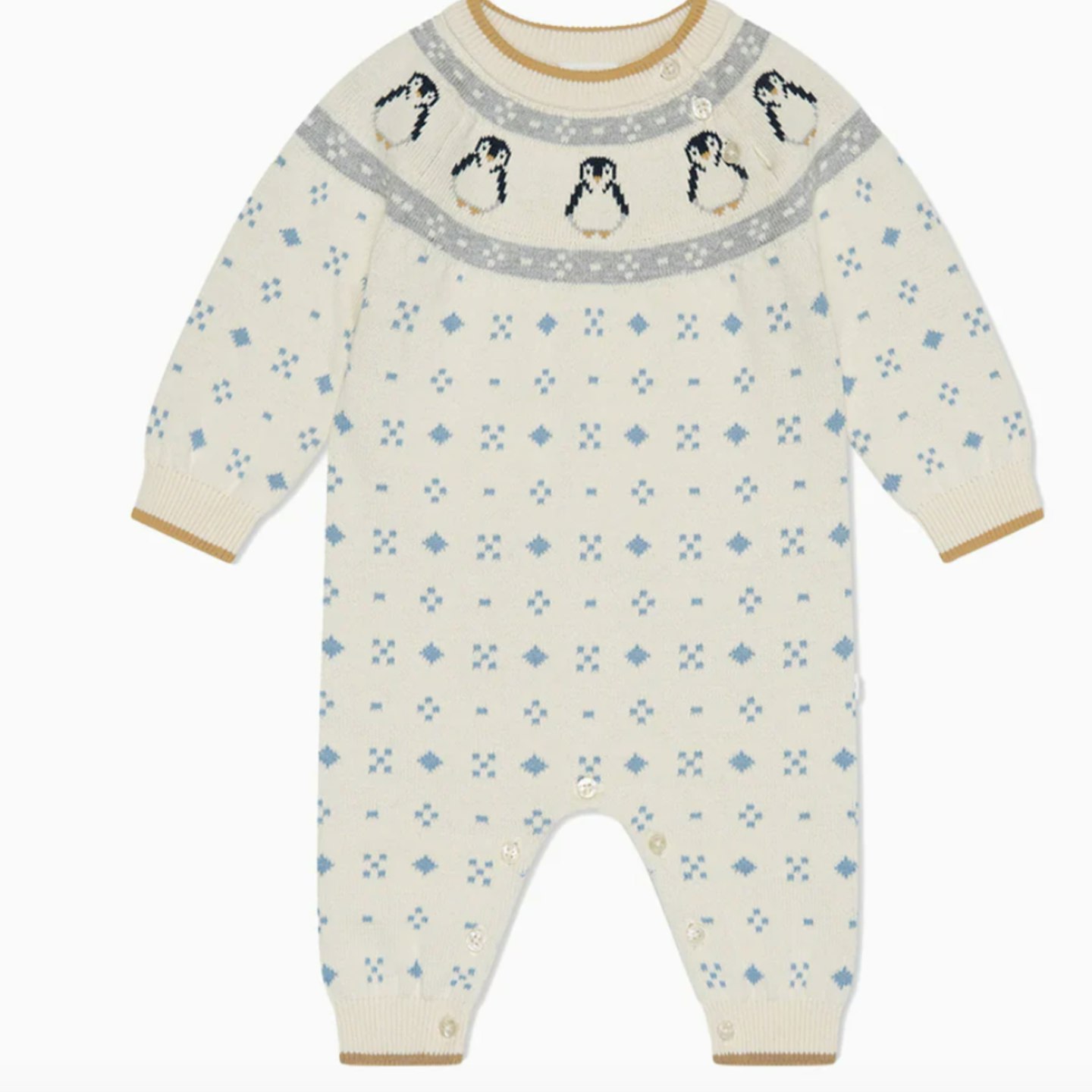 MORI Penguin Fair Isle Knitted Jumpsuit