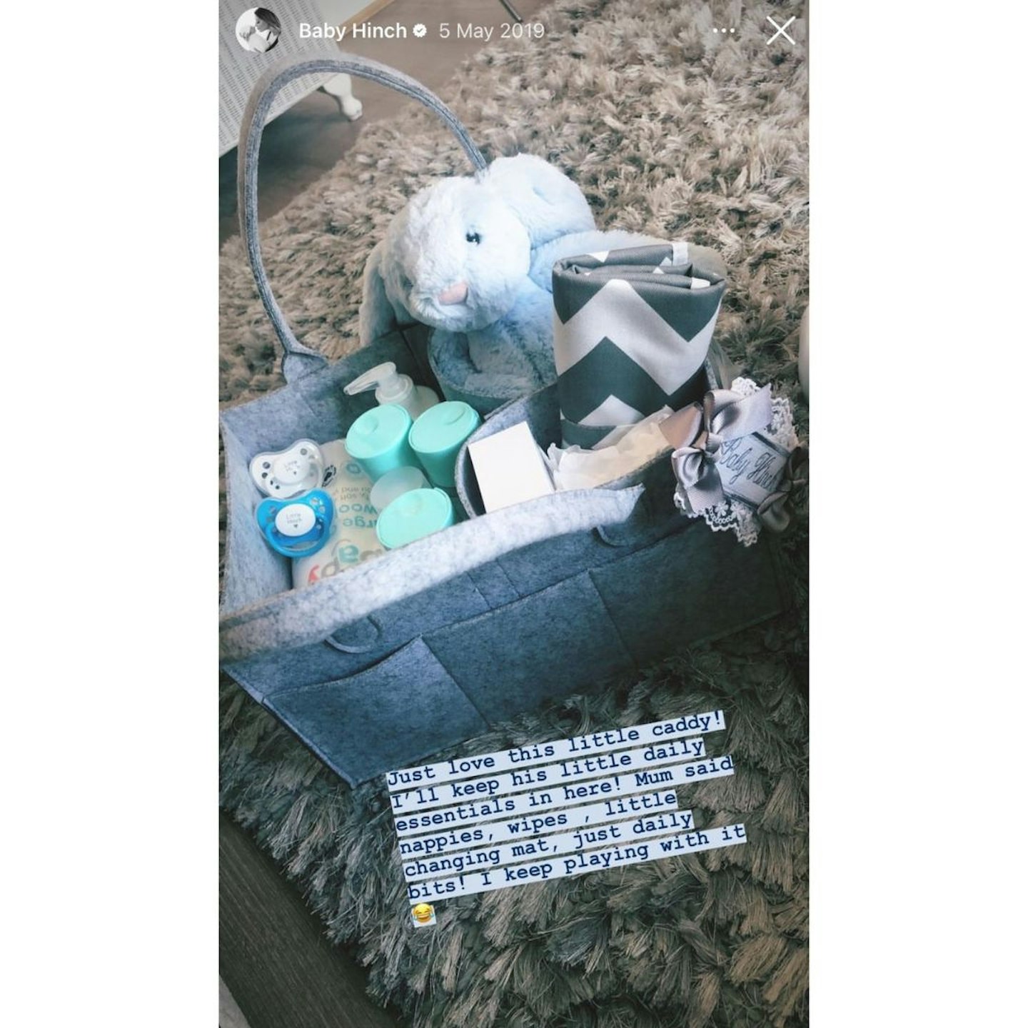 Mrs Hinch's nappy caddy which she used with her first two children