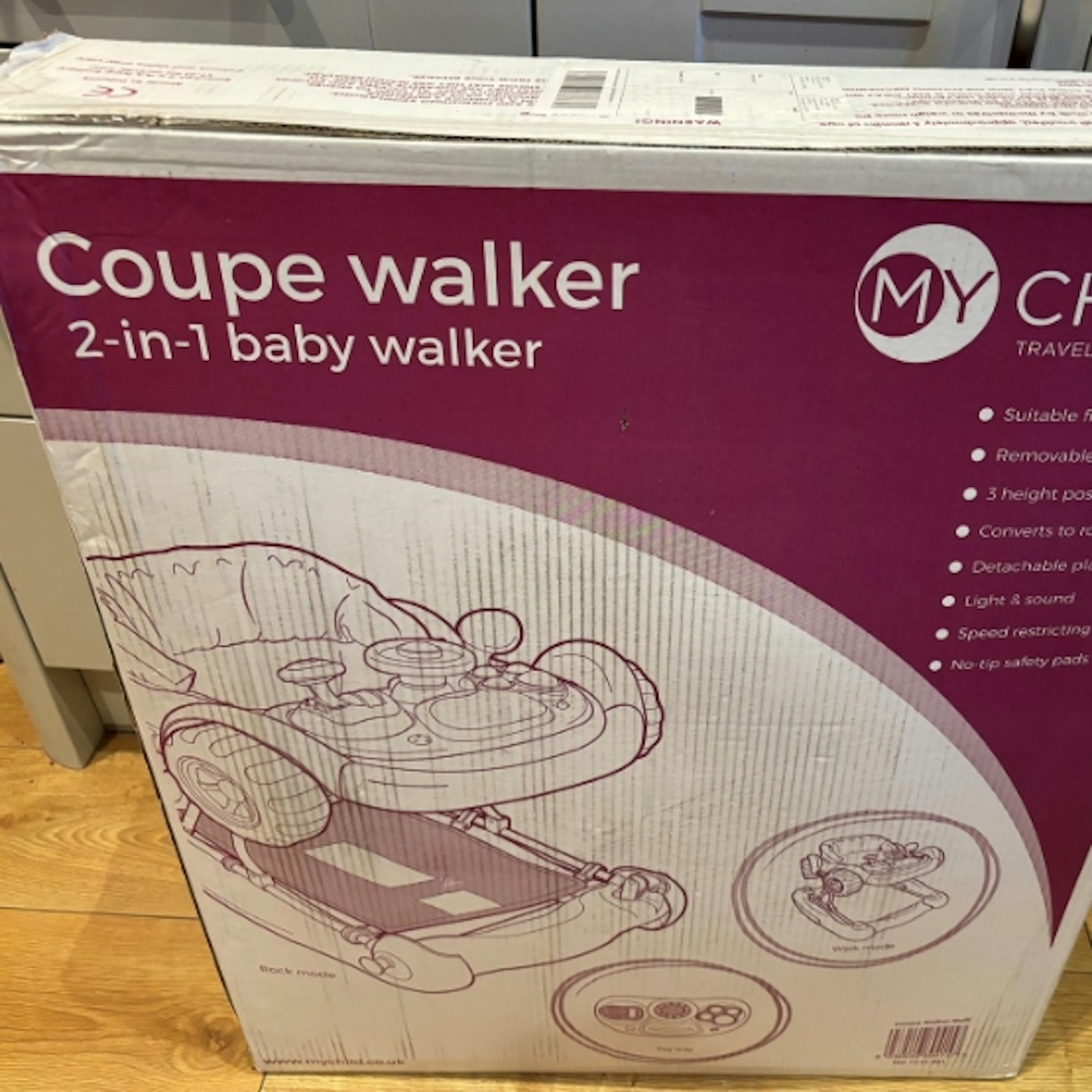 My Child Coupe 2-in-1 Baby Walker in packaging