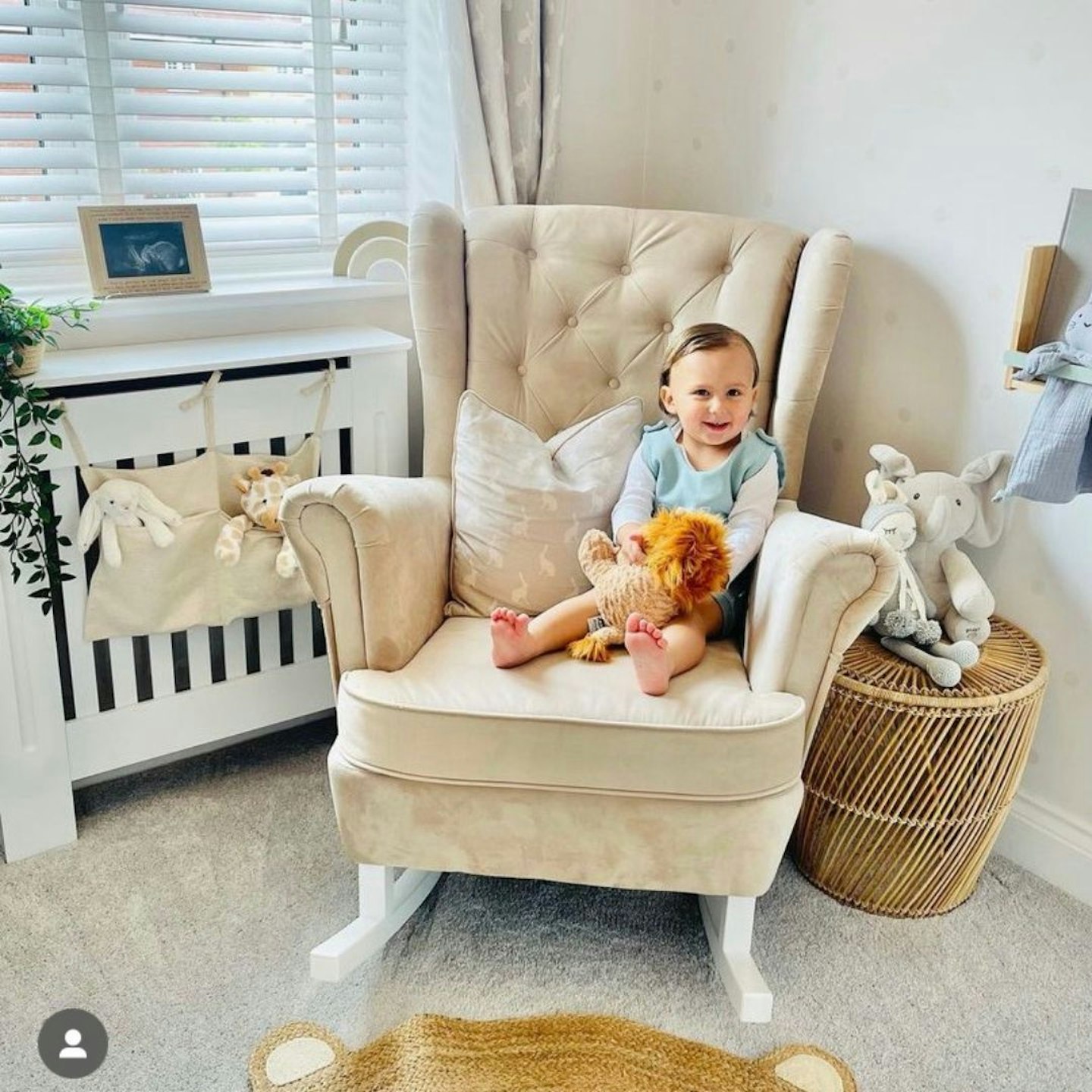 Ronnie Hinch on Mrs Hinch's rocking chair 