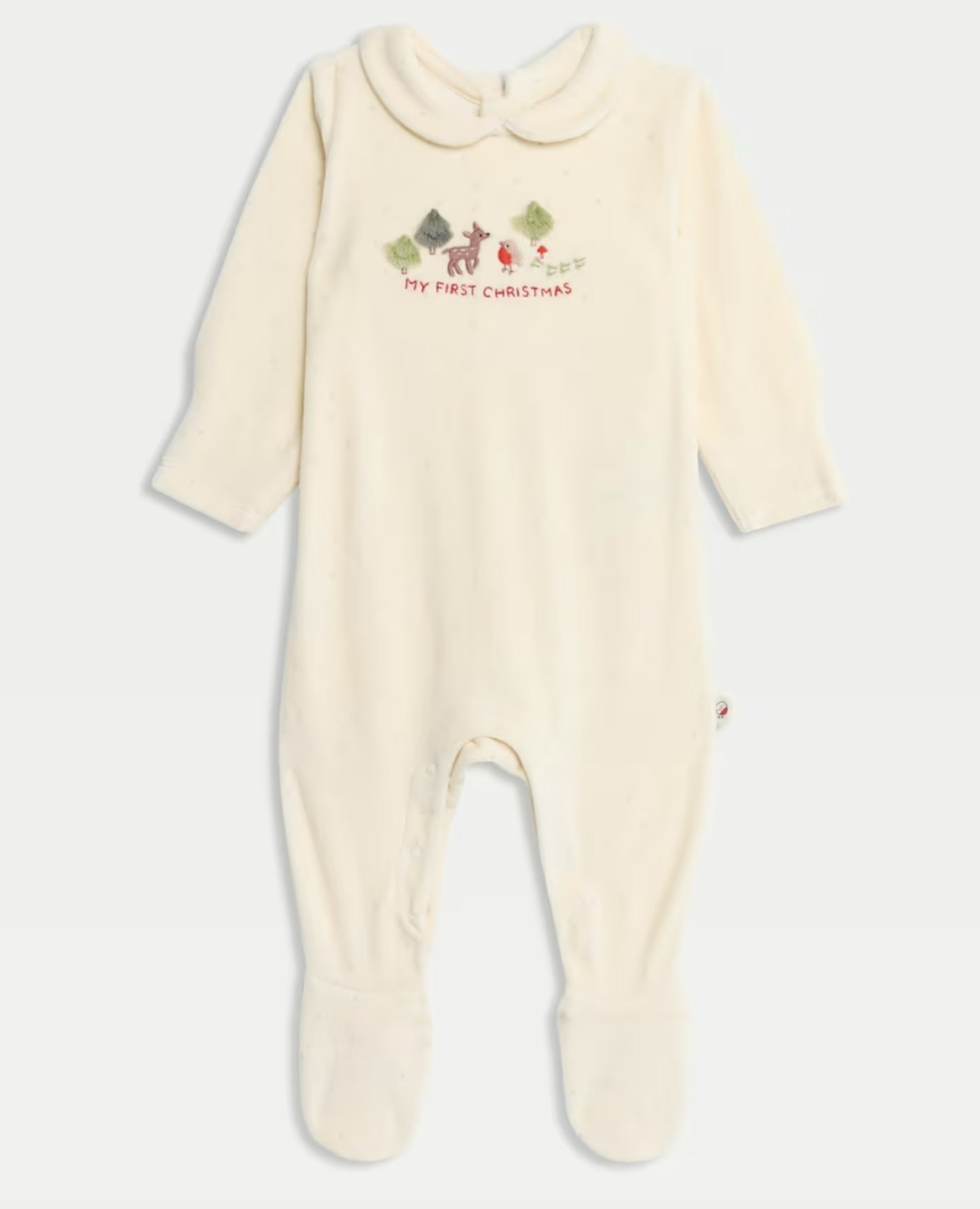 M&S My First Christmas Velour Sleepsuit