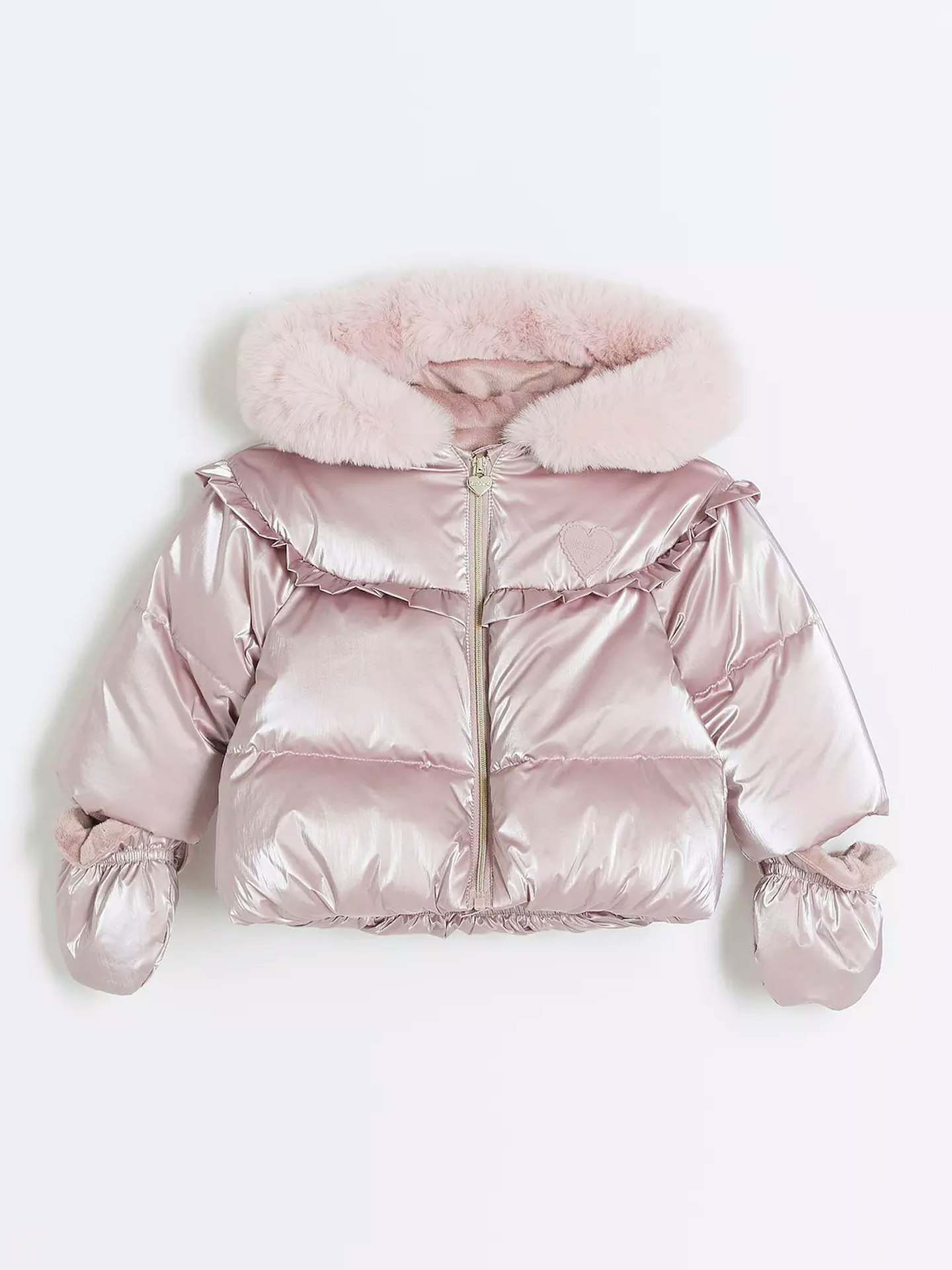 Baby Girls Metallic Padded Jacket - Pink