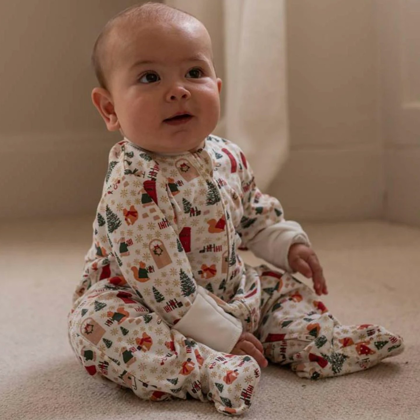 Baby Jersey Sleepsuit - Festive Forest