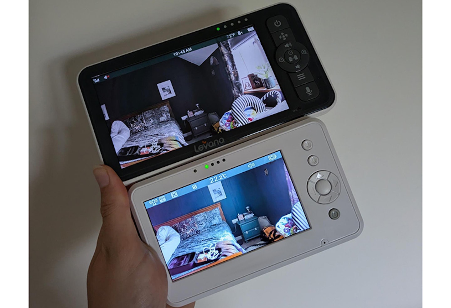 comparing screen of Nala baby monitor with another